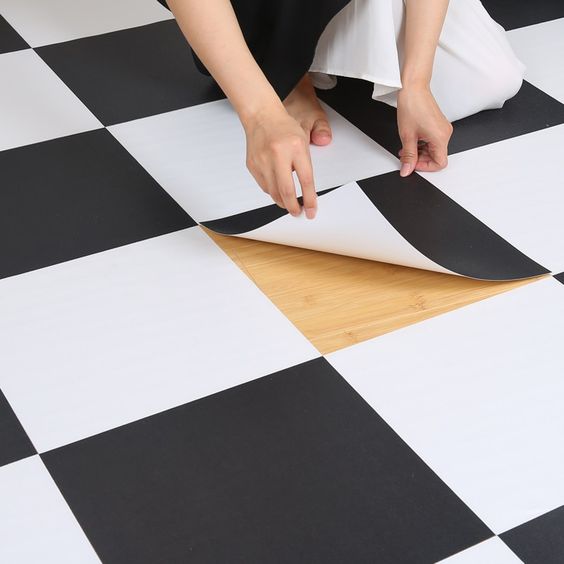 Black & White Checker Peel & Stick Anti-Slip Flooring