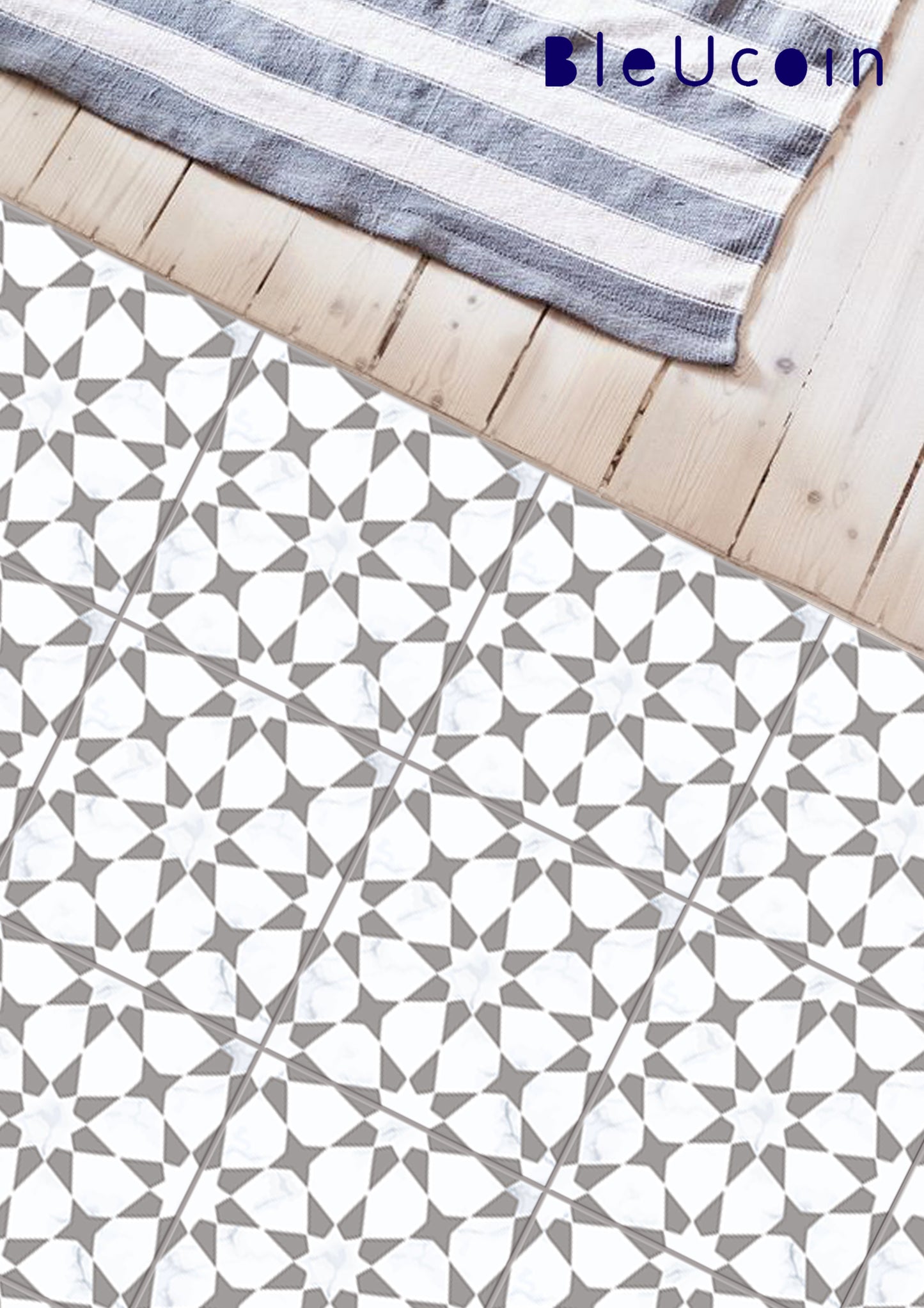Marble Pacific Premium Peel and Stick Floor Tile Stickers | Removable, Renter friendly with Anti-Slip finish in sturdy 520 microns