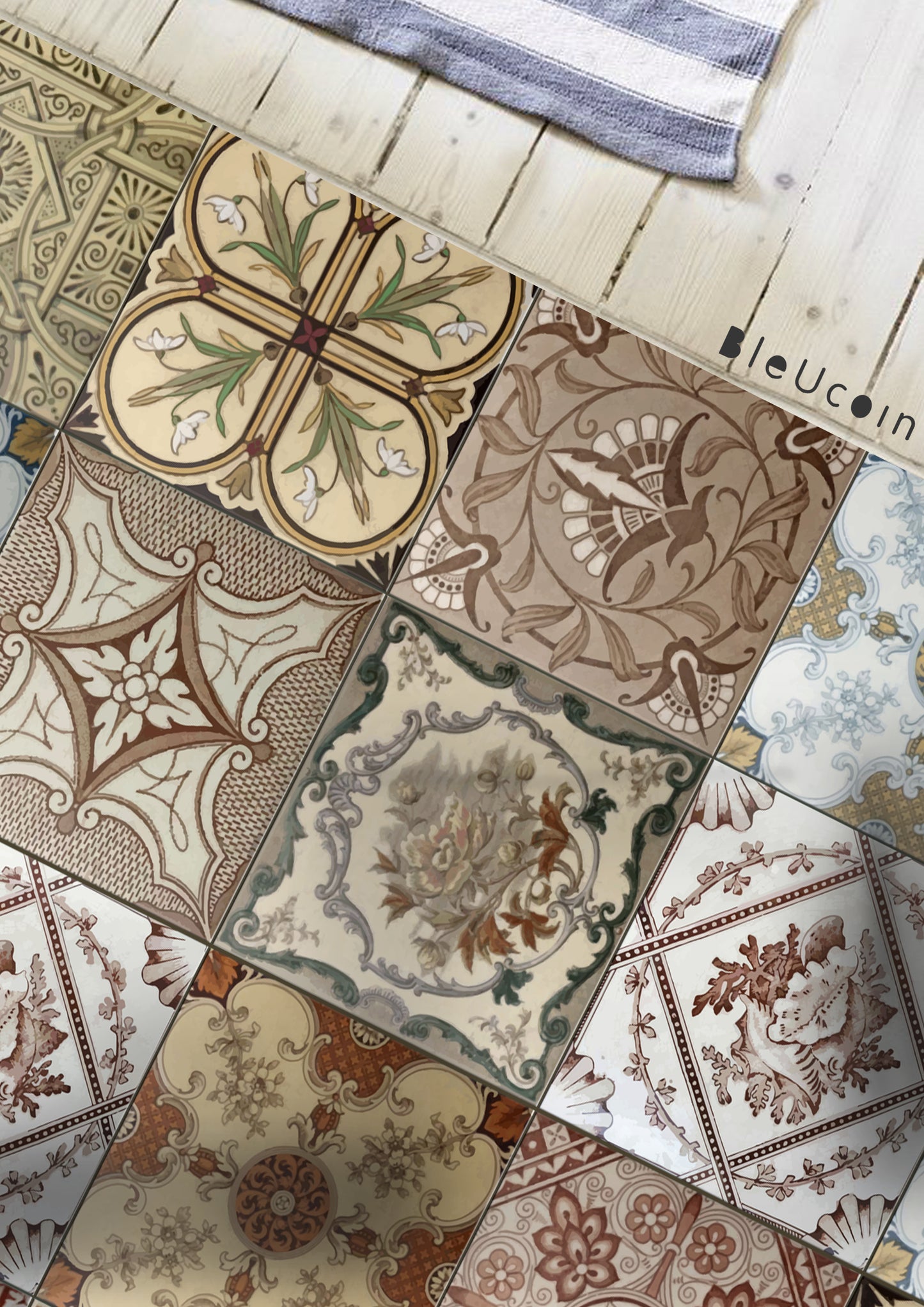 Glassgow English Mid Century Premium Peel and Stick Floor Tile Stickers | Removable, Renter friendly with Anti-Slip finish in sturdy 520 microns