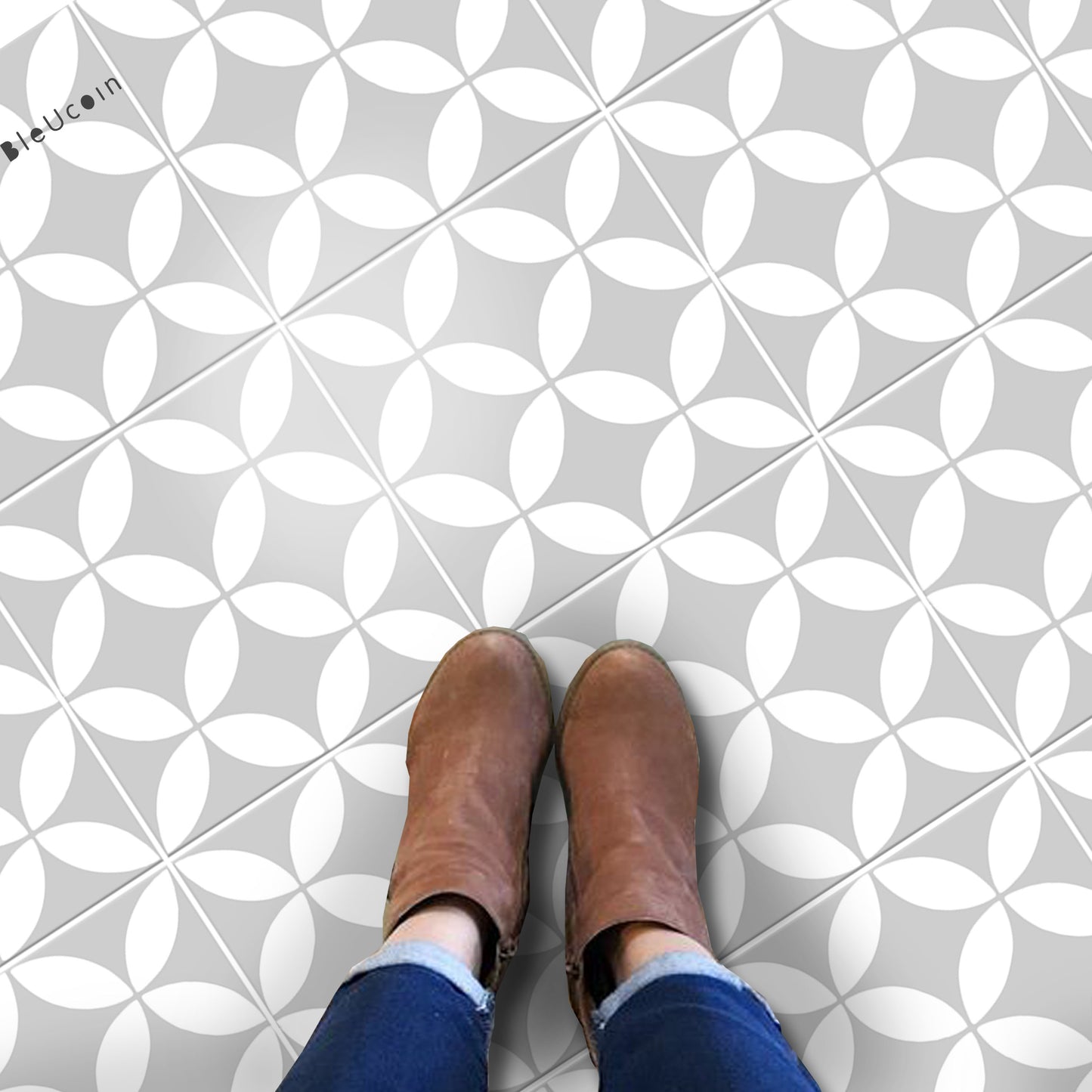 Barcelona Light Premium Peel and Stick Floor Tile Stickers | Removable, Renter friendly with Anti-Slip finish in sturdy 520 microns