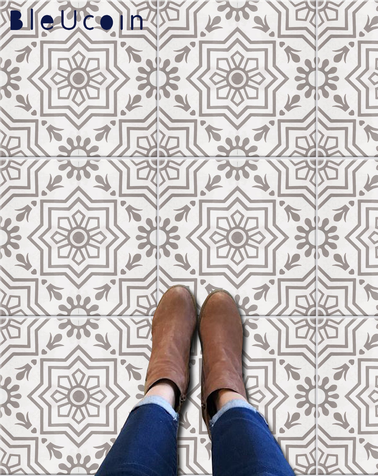 Antalya Light Premium Peel and Stick Floor Tile Stickers | Removable, Renter friendly with Anti-Slip finish in sturdy 520 microns