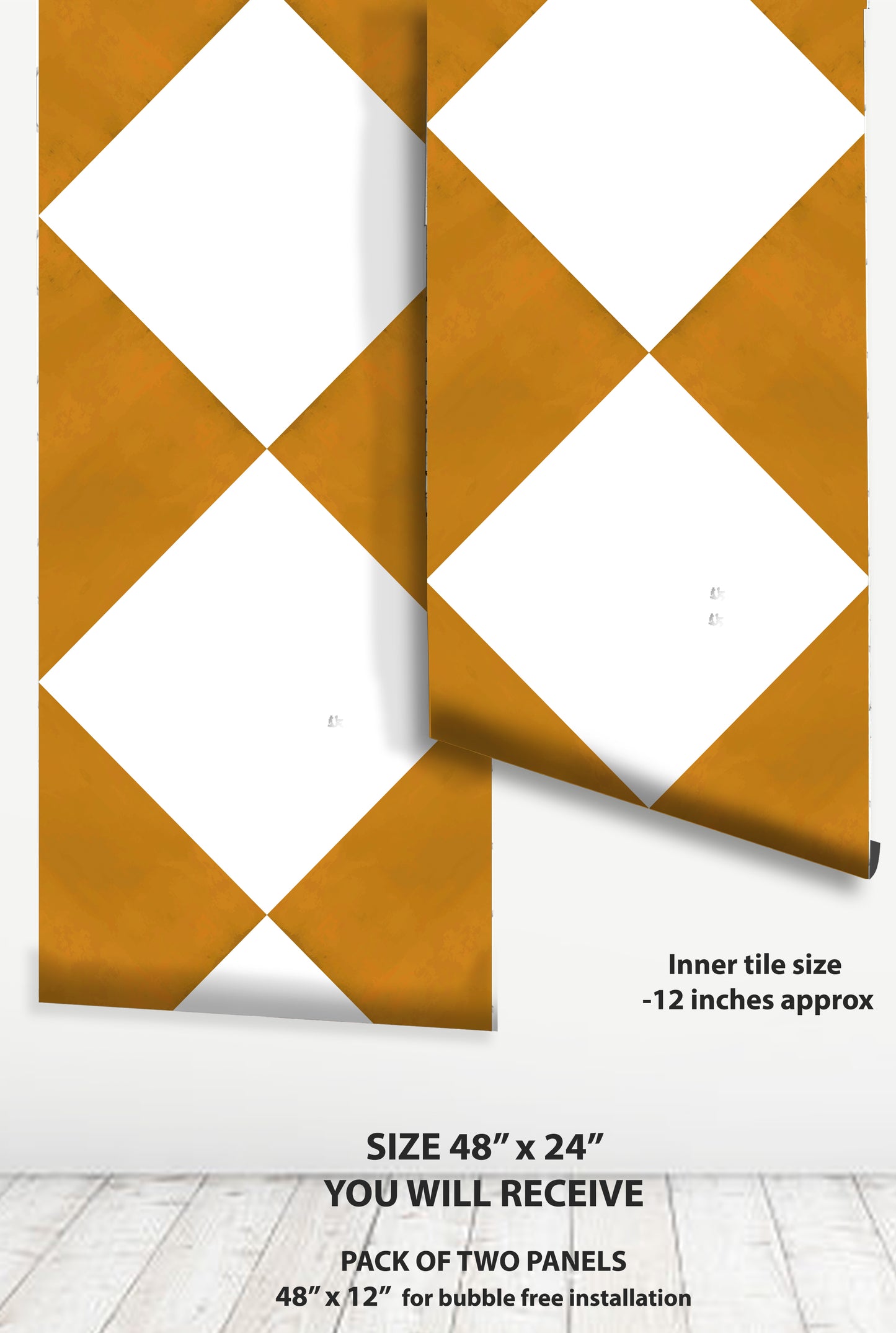 Sunrise & off- White Checker Peel & Stick Anti-Slip Flooring