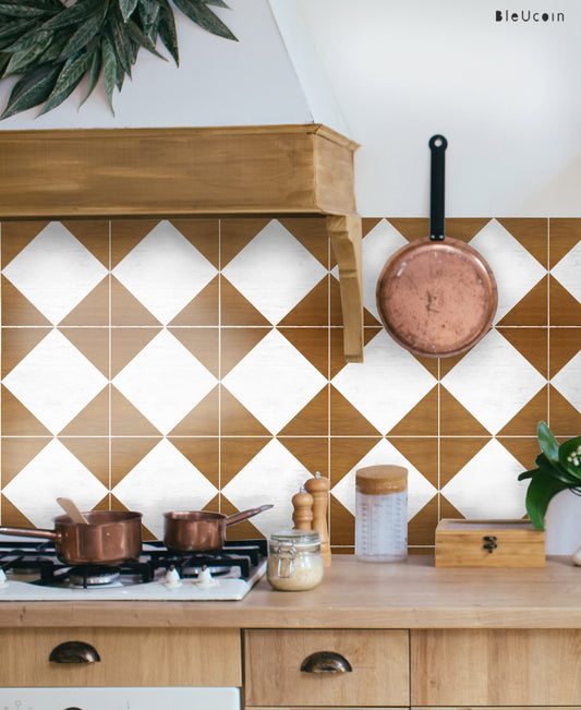 Diamond Tan Wood Diamond Peel & Stick Tile