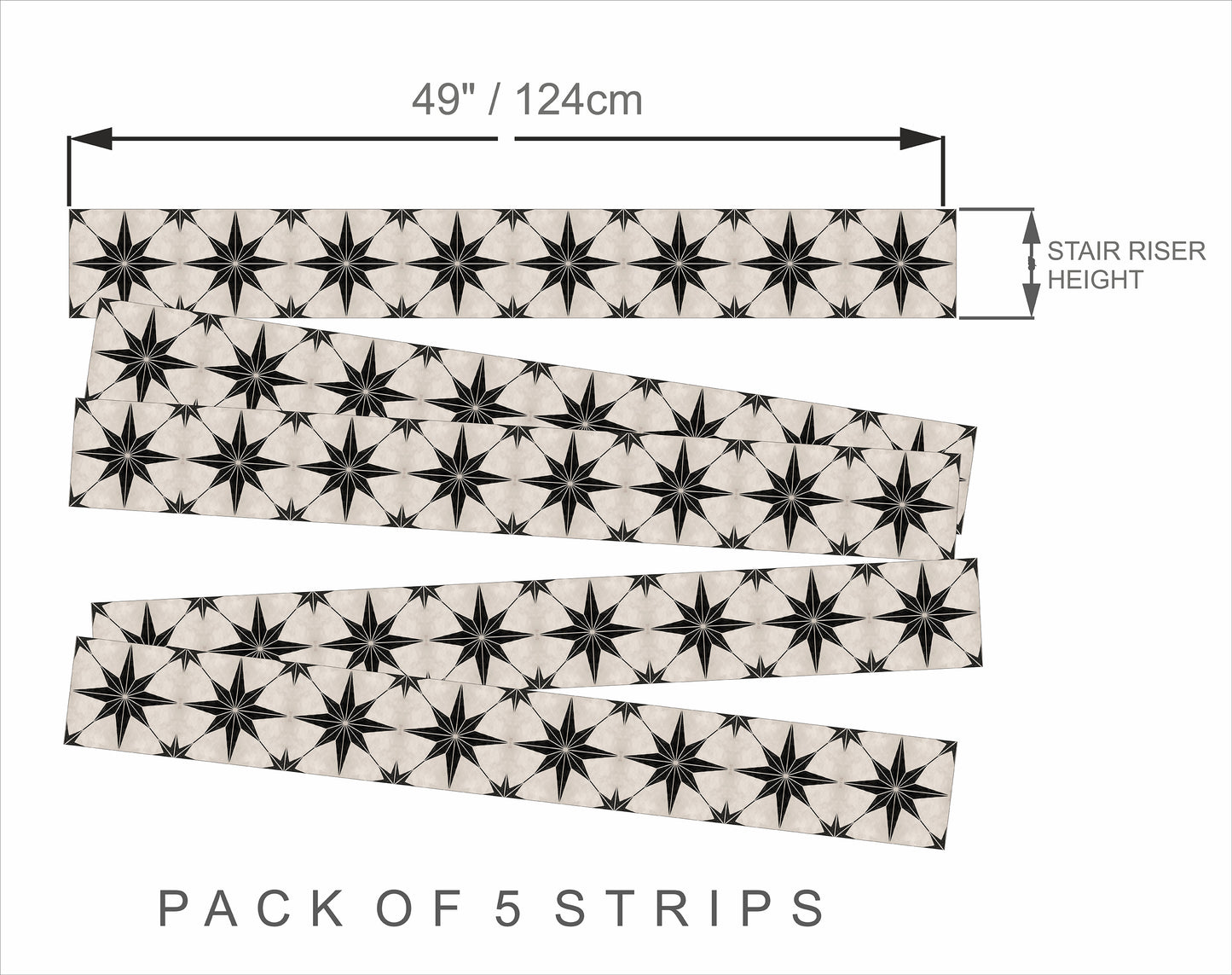 50% DISCOUNT - Positano Stair Riser 4"x 49" - 5 Strips