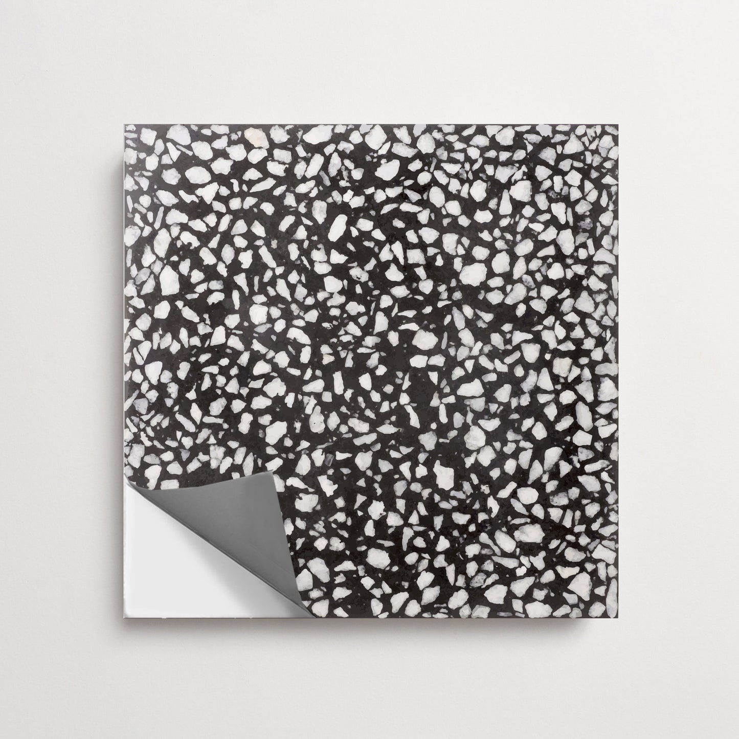 Terrazzo Black Premium Peel and Stick Floor Tile Stickers | Removable, Renter friendly with Anti-Slip finish in sturdy 520 microns