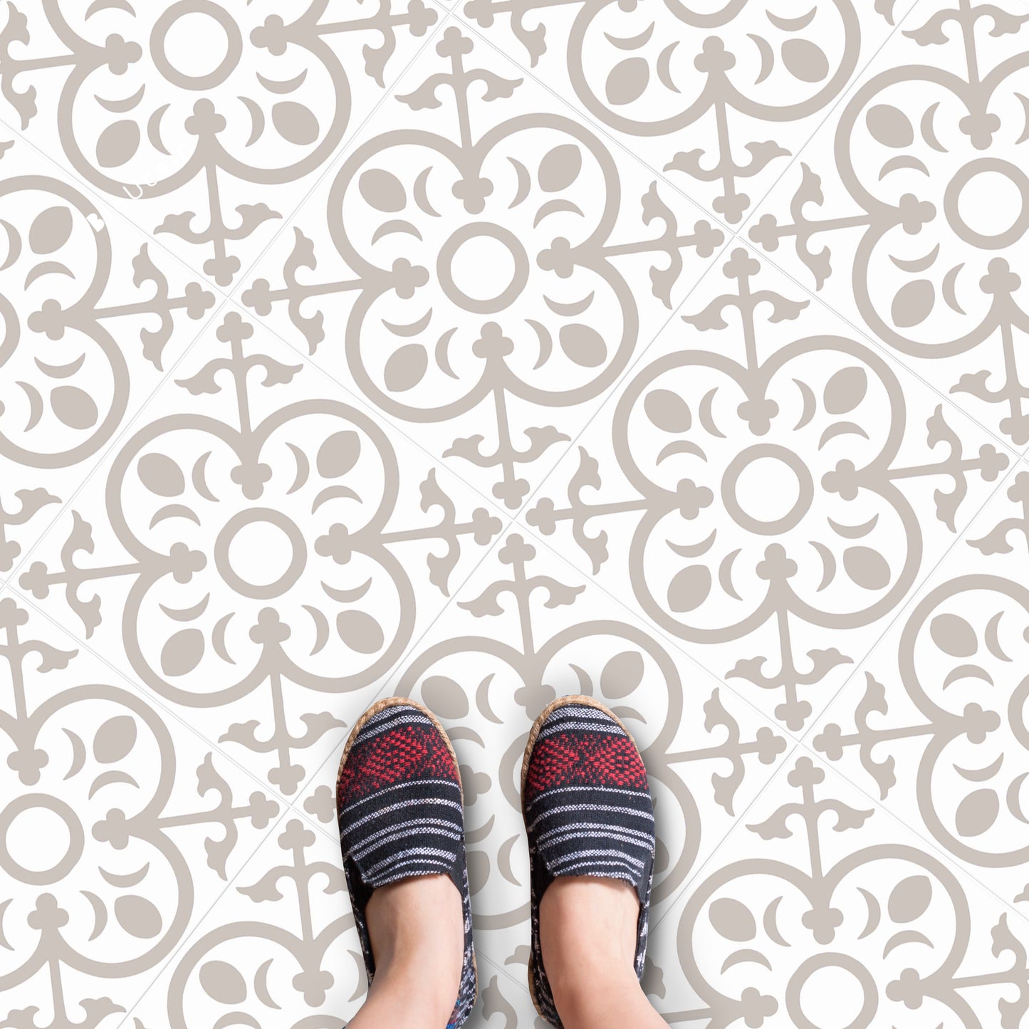 Bordeaux Premium Peel and Stick Floor Tile Stickers | Removable, Renter friendly with Anti-Slip finish in sturdy 520 microns