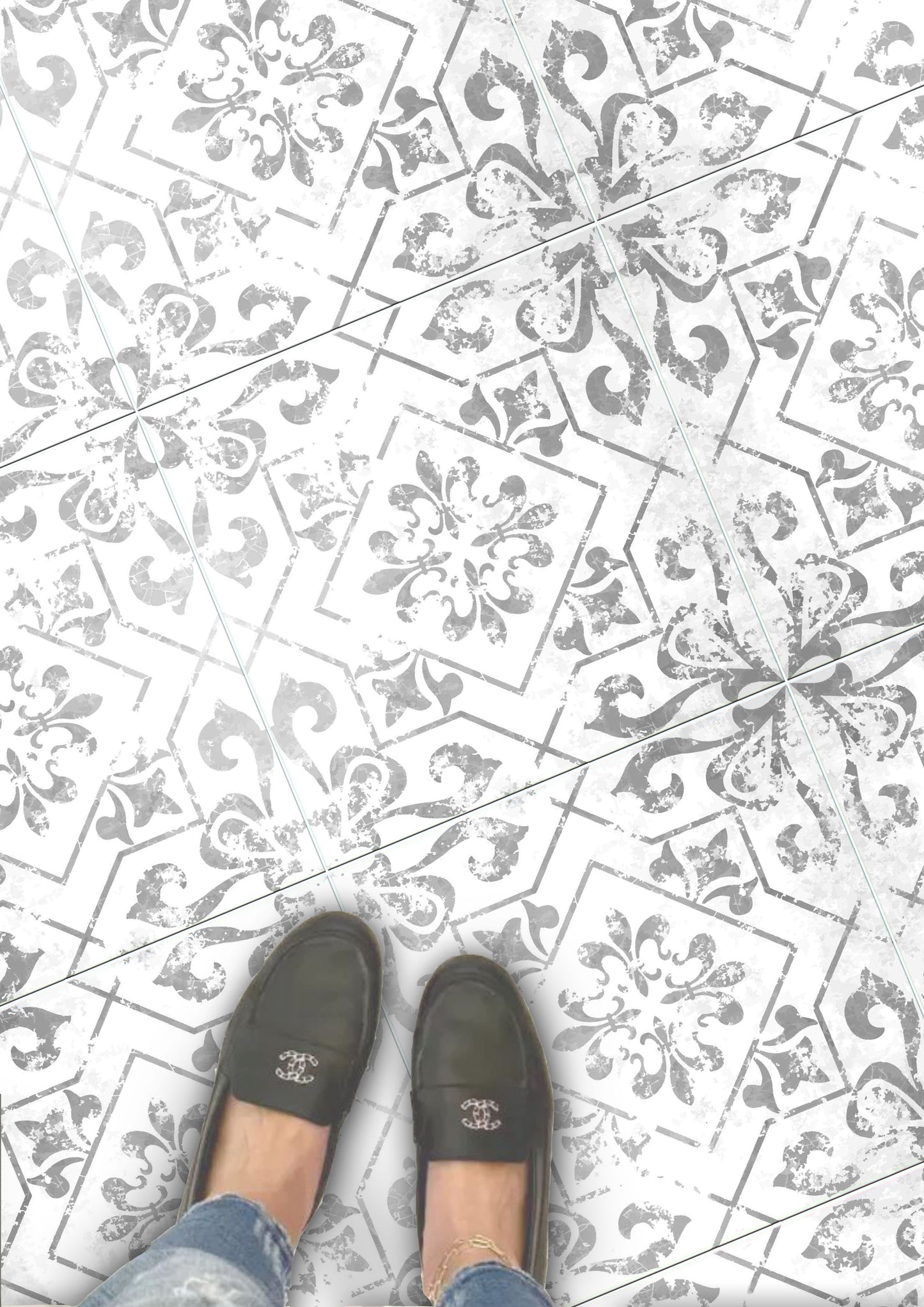 Waterford Ash Premium Peel and Stick Floor Tile Stickers | Removable, Renter friendly with Anti-Slip finish in sturdy 520 microns