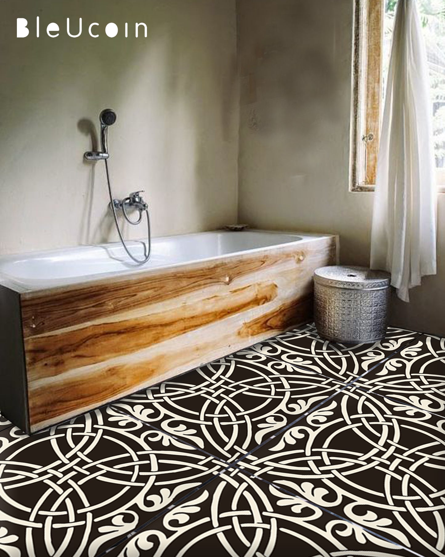 Casablanca Premium Peel and Stick Floor Tile Stickers | Removable, Renter friendly with Anti-Slip finish in sturdy 520 microns