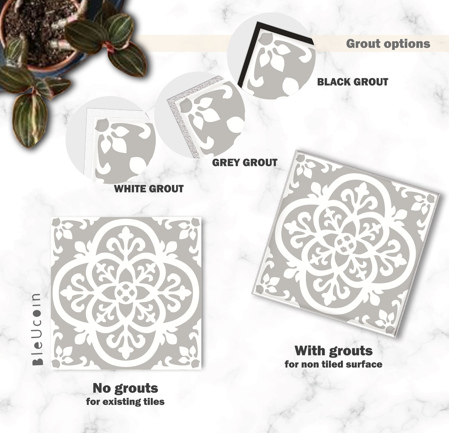 Manhattan Premium Peel and Stick Floor Tile Stickers | Removable, Renter friendly with Anti-Slip finish in sturdy 520 microns