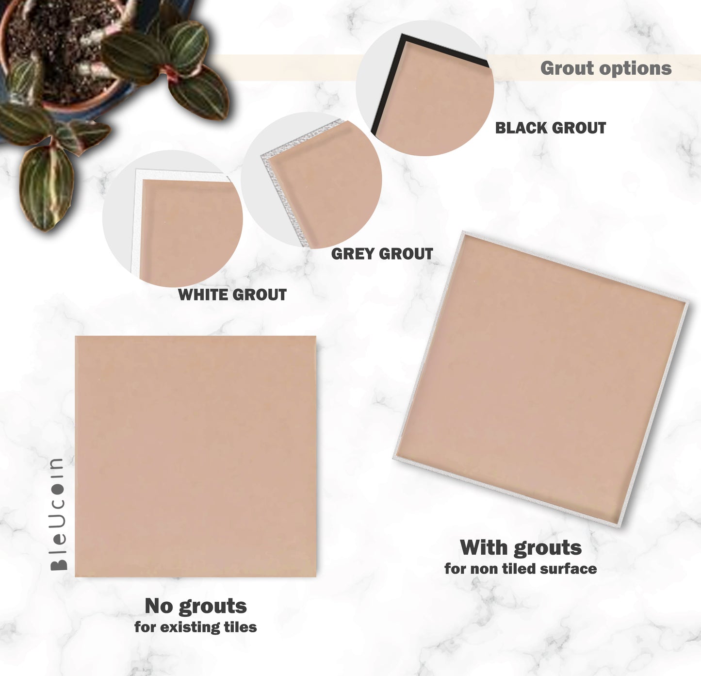 Blush Premium Peel and Stick Floor Tile Stickers | Removable, Renter friendly with Anti-Slip finish in sturdy 520 microns