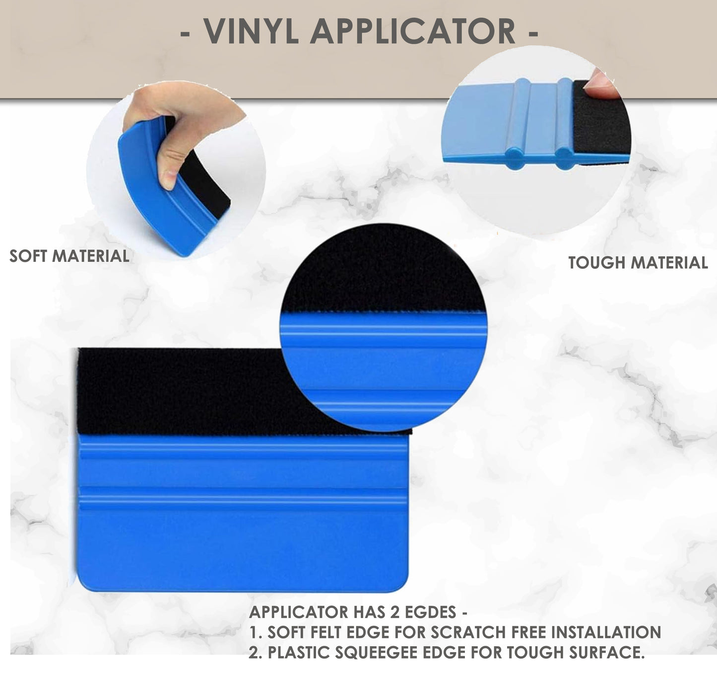 Vinyl Wallpaper Decals Tile Sticker Applicator - Smoothing Tool with Felt Squeezee