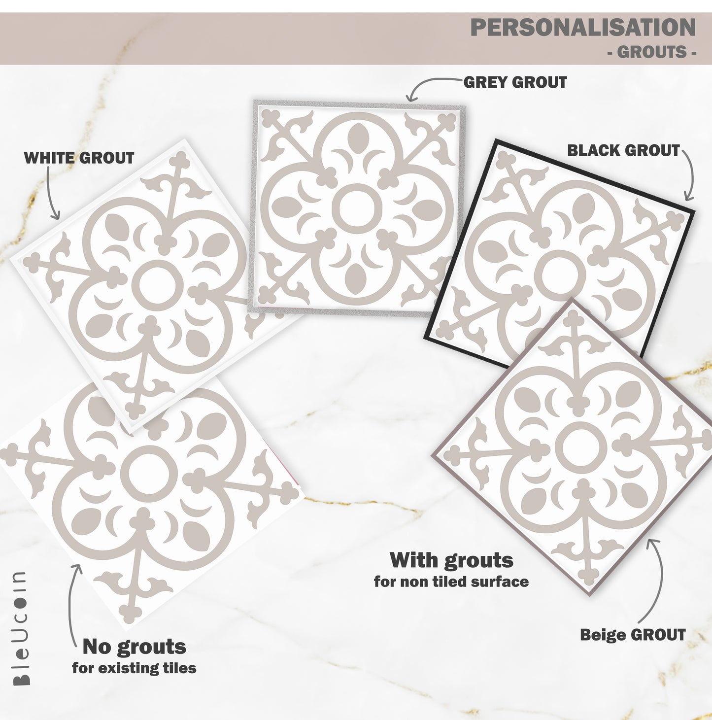 Bordeaux Premium Peel and Stick Floor Tile Stickers | Removable, Renter friendly with Anti-Slip finish in sturdy 520 microns