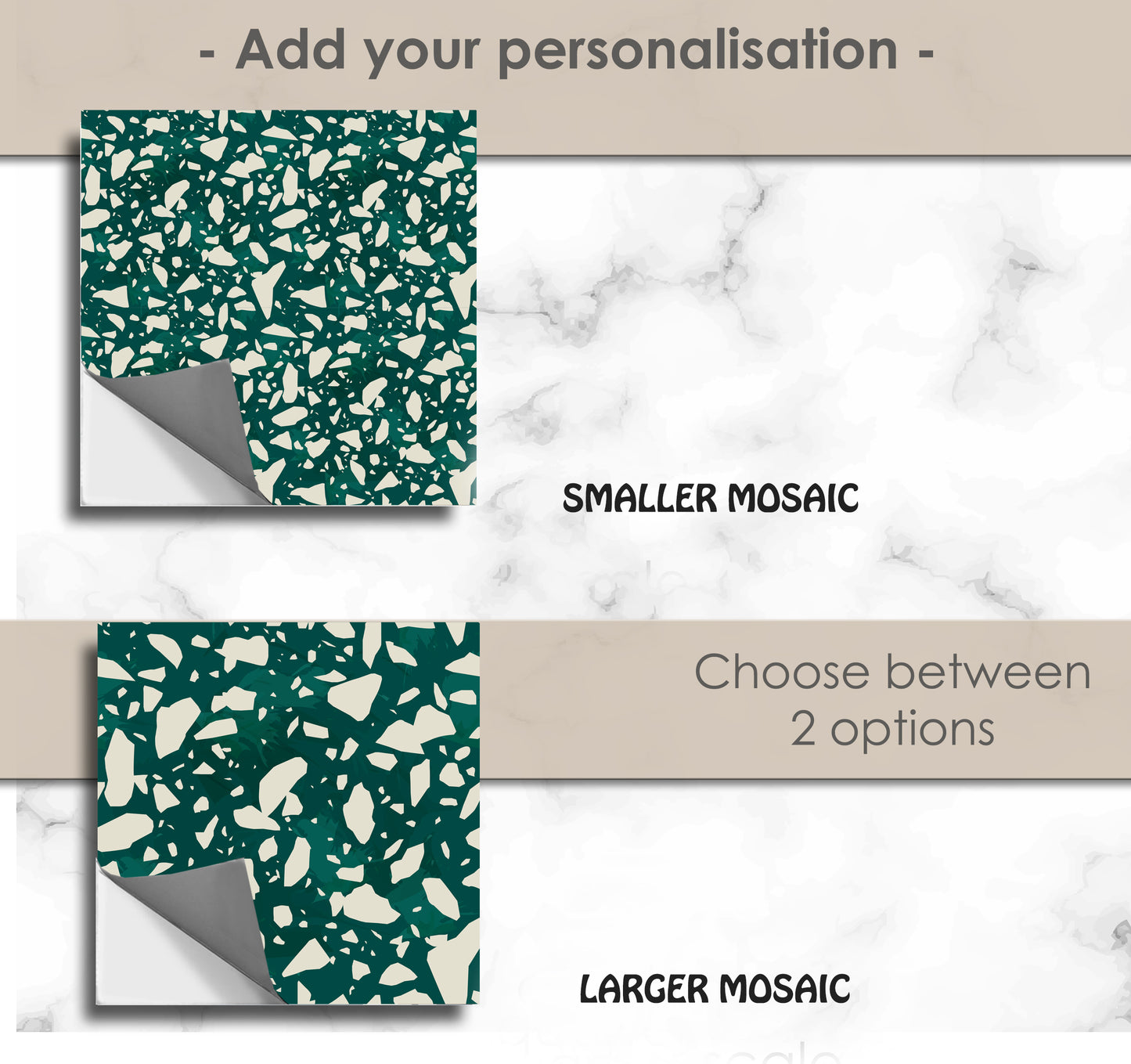 Terrazzo fern Premium Peel and Stick Floor Tile Stickers | Removable, Renter friendly with Anti-Slip finish in sturdy 520 microns