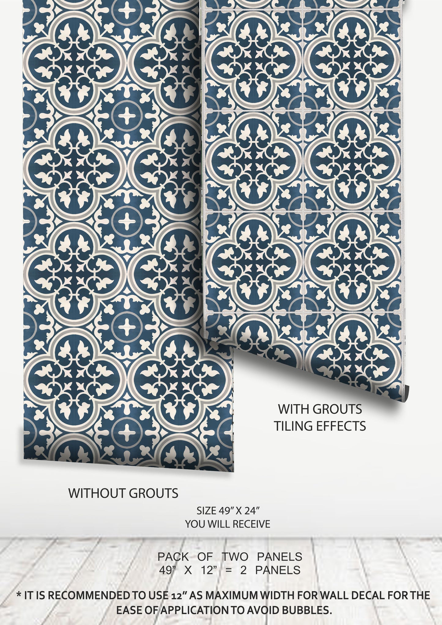 Bruges Premium Peel and Stick Floor Tile Stickers | Removable, Renter friendly with Anti-Slip finish in sturdy 520 microns