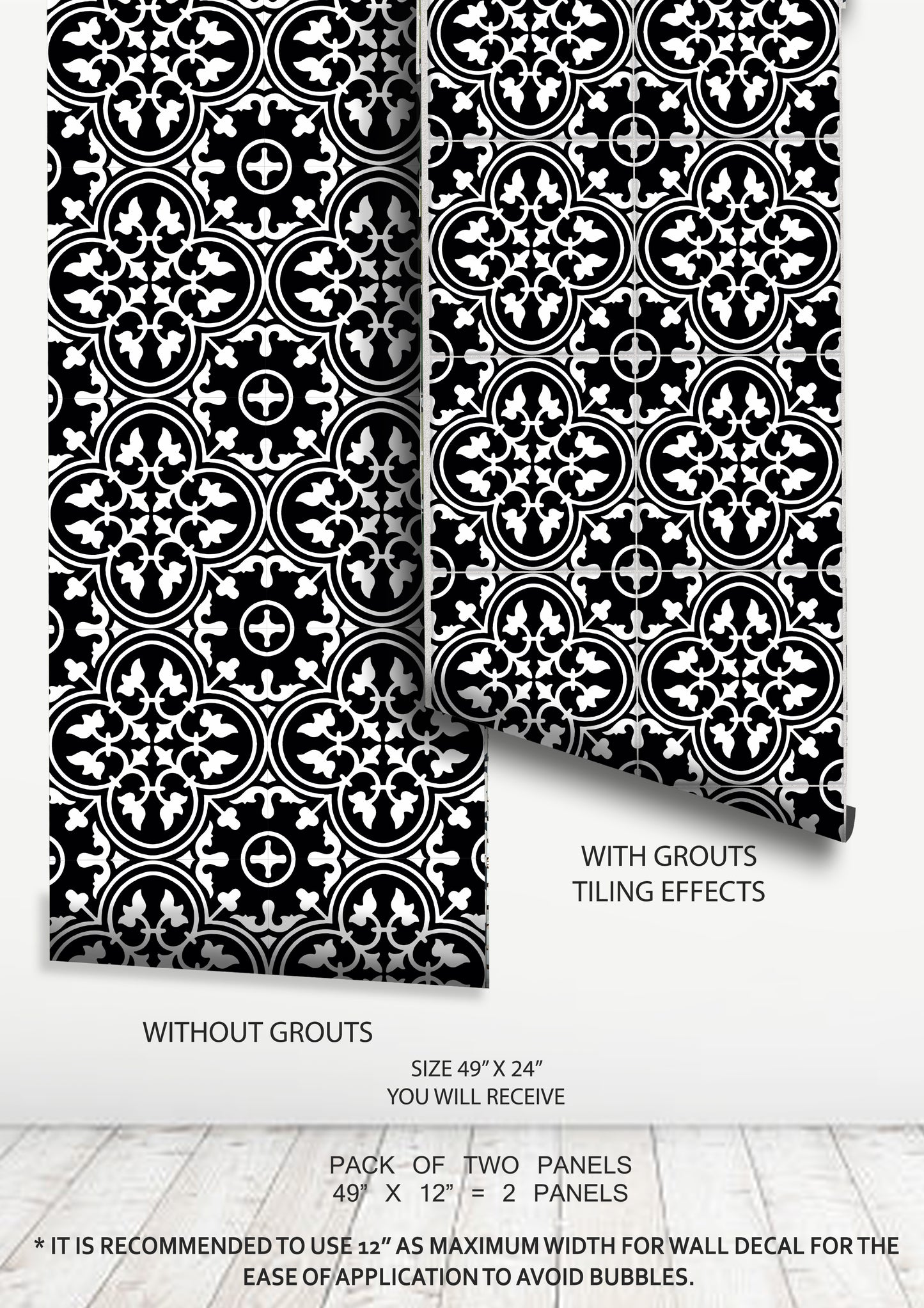 Kasba Premium Peel and Stick Floor Tile Stickers | Removable, Renter friendly with Anti-Slip finish in sturdy 520 microns