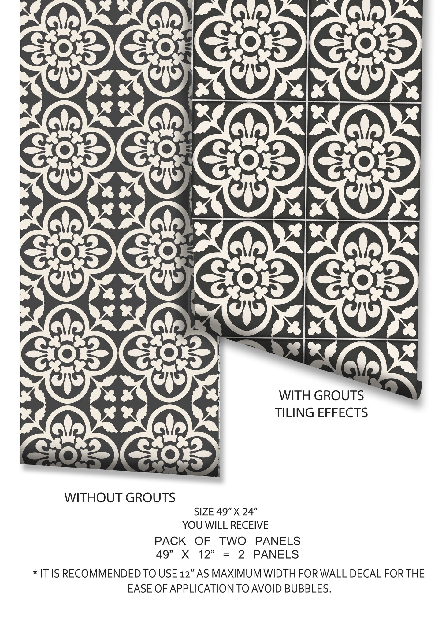 Encaustic Premium Peel and Stick Floor Tile Stickers | Removable, Renter friendly with Anti-Slip finish in sturdy 520 microns
