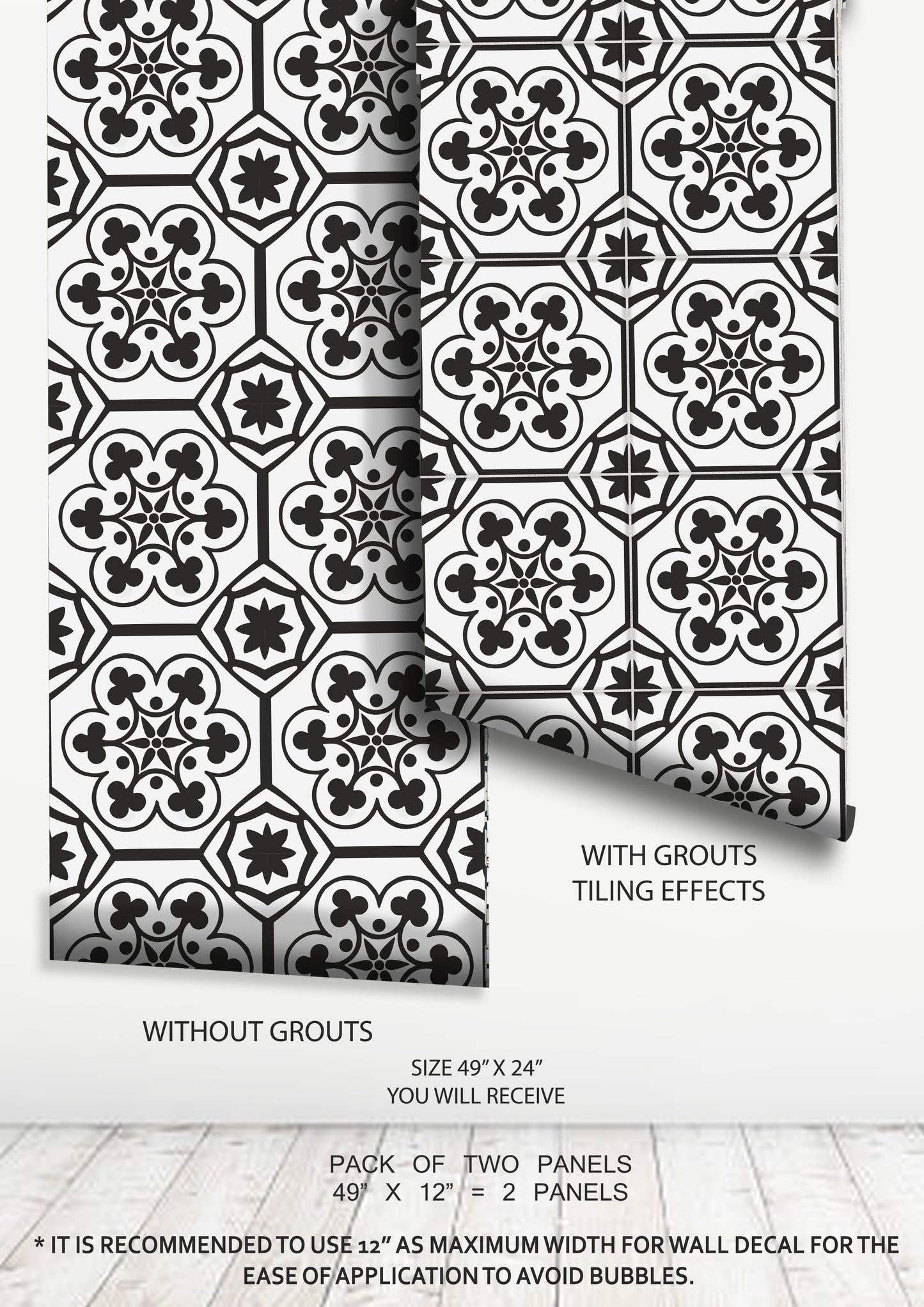 Helsinki Premium Peel and Stick Floor Tile Stickers | Removable, Renter friendly with Anti-Slip finish in sturdy 520 microns