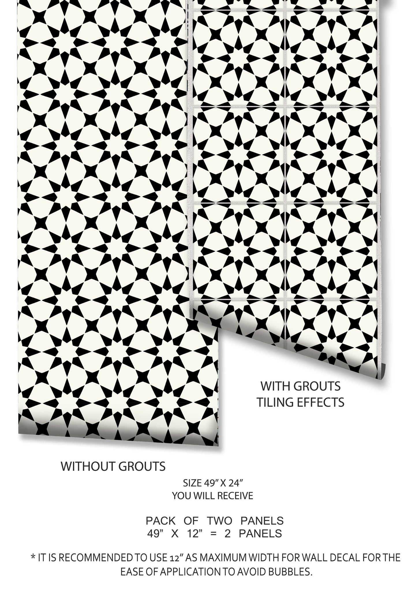 Pacific Black & White Peel & Stick Tile