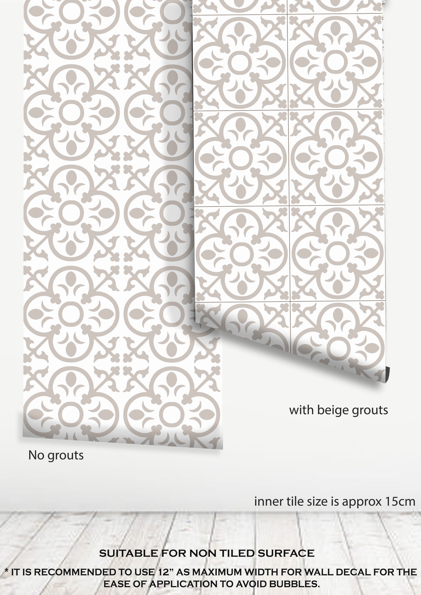 Bordeaux Premium Peel and Stick Floor Tile Stickers | Removable, Renter friendly with Anti-Slip finish in sturdy 520 microns