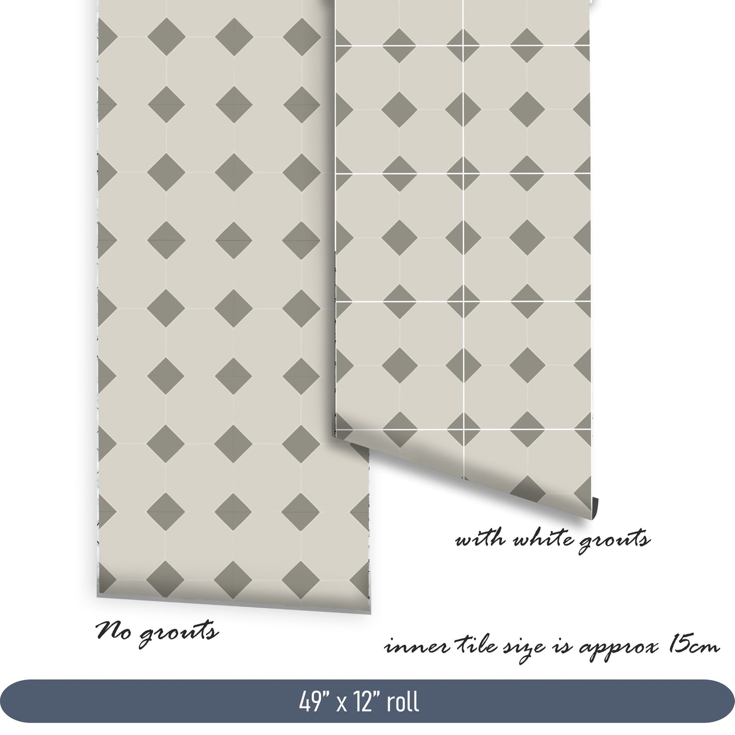 Warsaw Taupe Premium Peel and Stick Floor Tile Stickers | Removable, Renter friendly with Anti-Slip finish in sturdy 520 microns