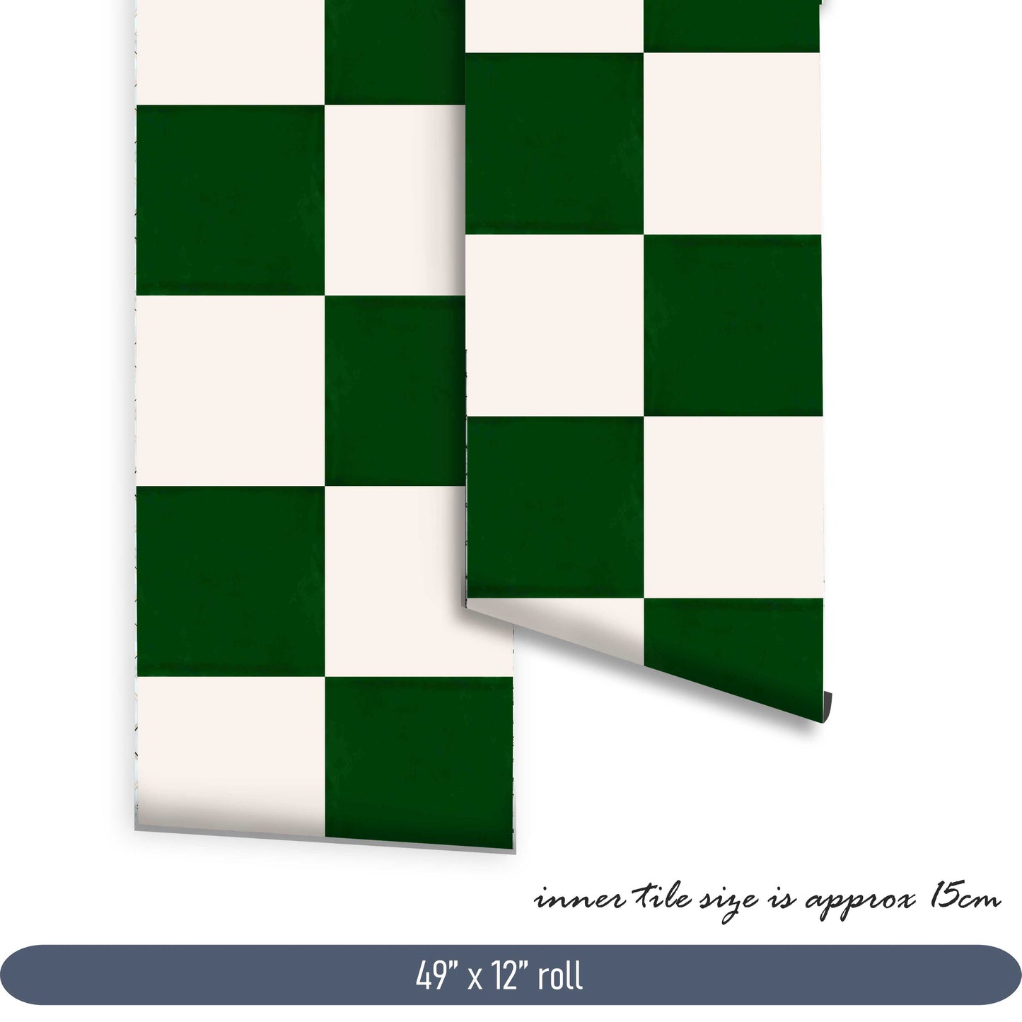Moss Green & off- White Checker Premium Peel and Stick Floor Tile Stickers | Removable, Renter friendly with Anti-Slip finish in sturdy 520 microns