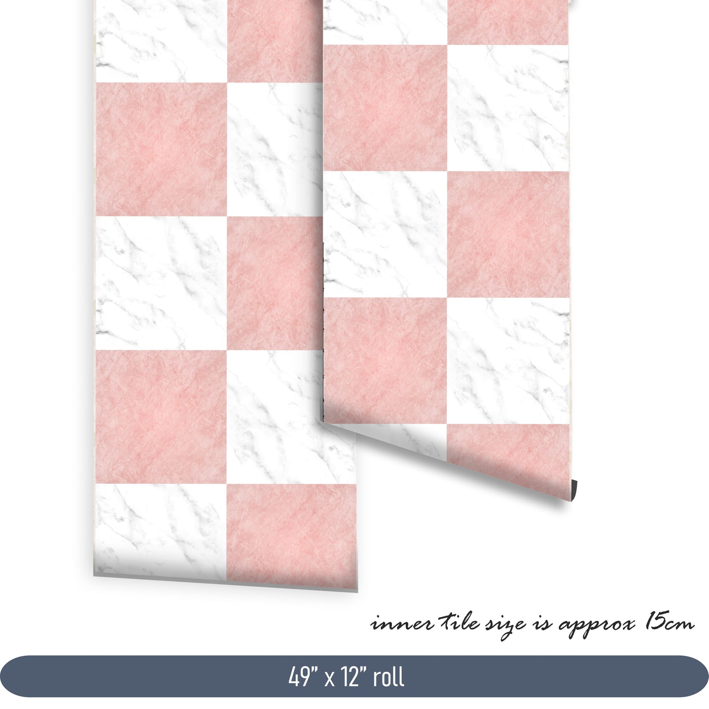 50% DISCOUNT Stone Blush & White Checker 49" x 12" - 2 Rolls Anti-Skid