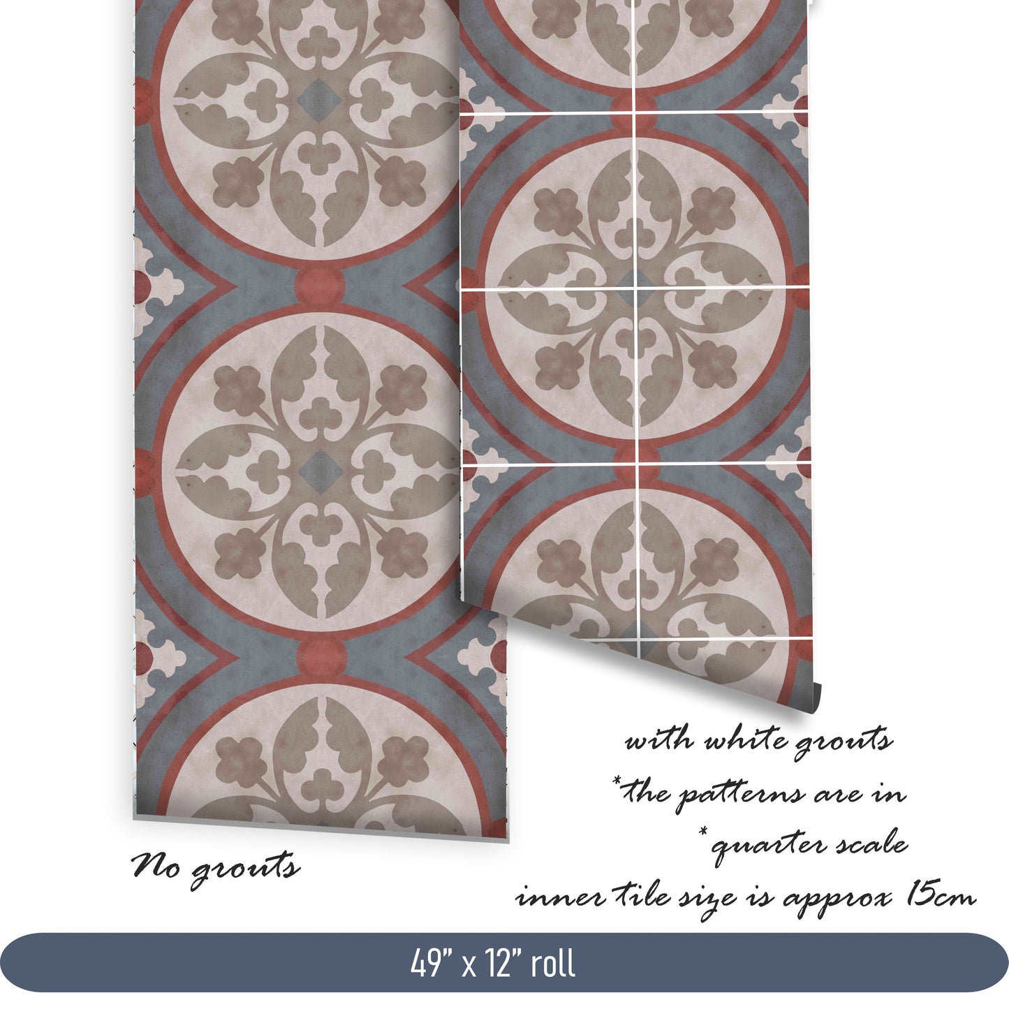 Granada Premium Peel and Stick Floor Tile Stickers | Removable, Renter friendly with Anti-Slip finish in sturdy 520 microns