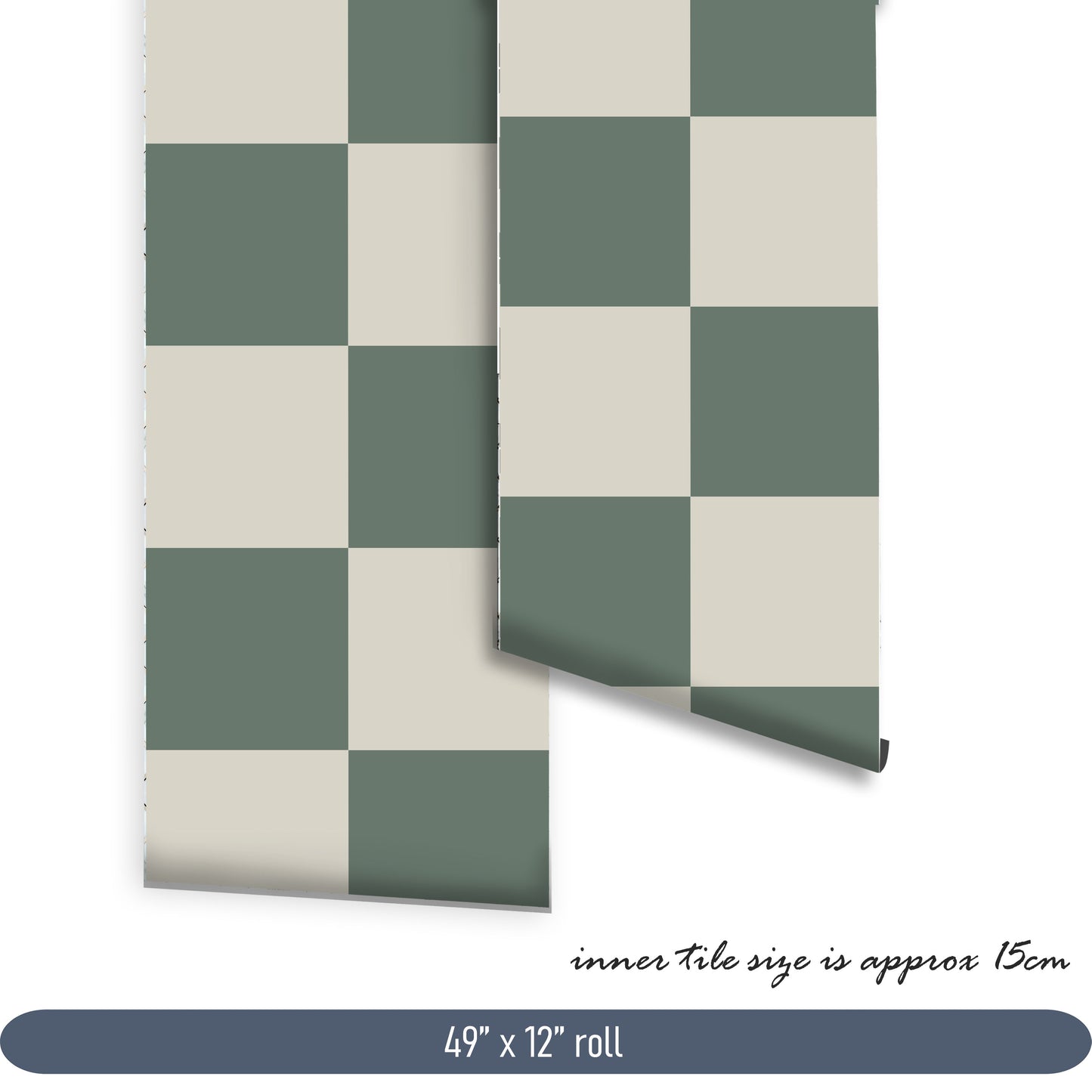 Cottage Green & White Checker Premium Peel and Stick Floor Tile Stickers | Removable, Renter friendly with Anti-Slip finish in sturdy 520 microns