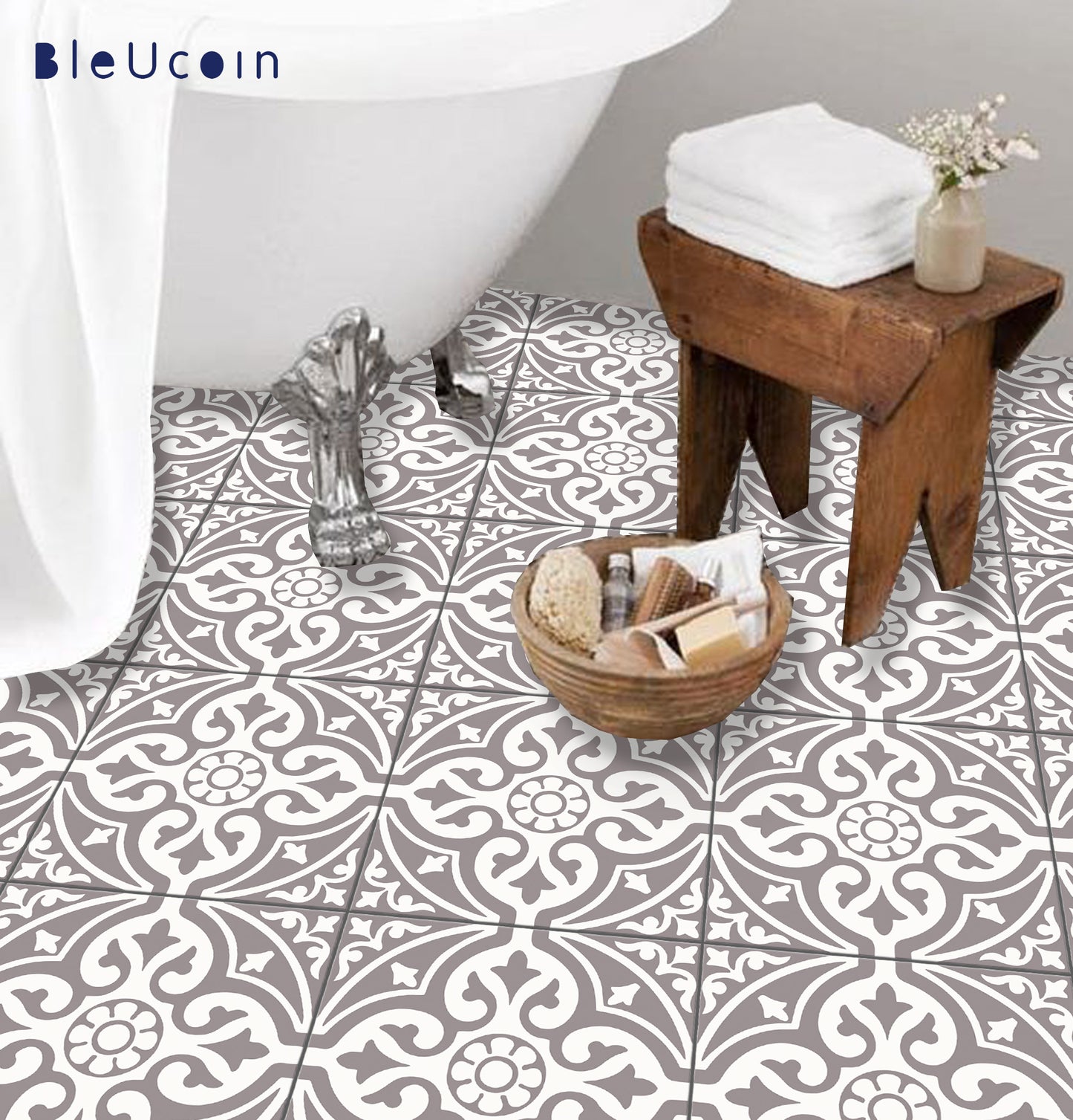 Salerno Premium Peel and Stick Floor Tile Stickers | Removable, Renter friendly with Anti-Slip finish in sturdy 520 microns