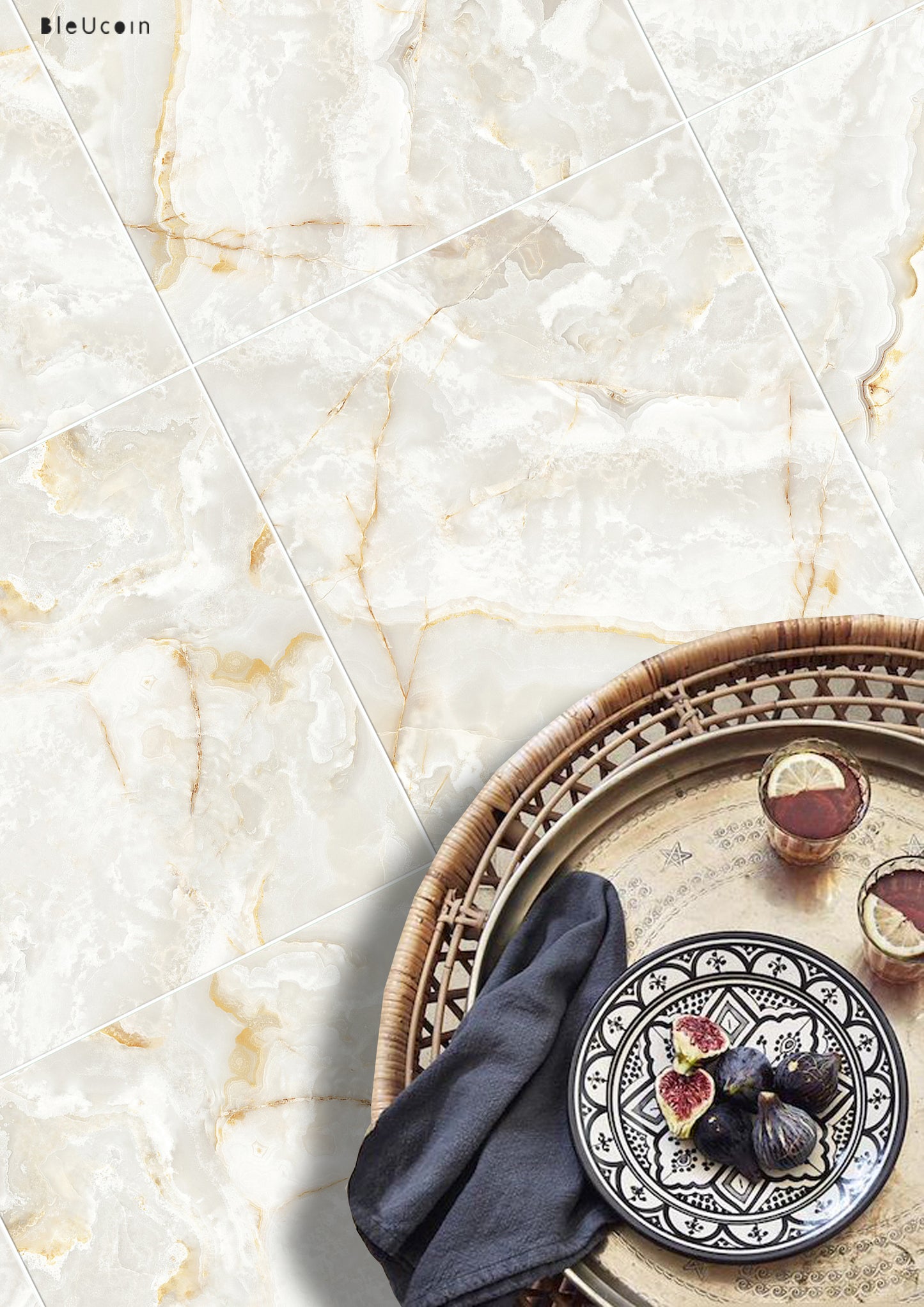 Marble Beige Premium Peel and Stick Floor Tile Stickers | Removable, Renter friendly with Anti-Slip finish in sturdy 520 microns