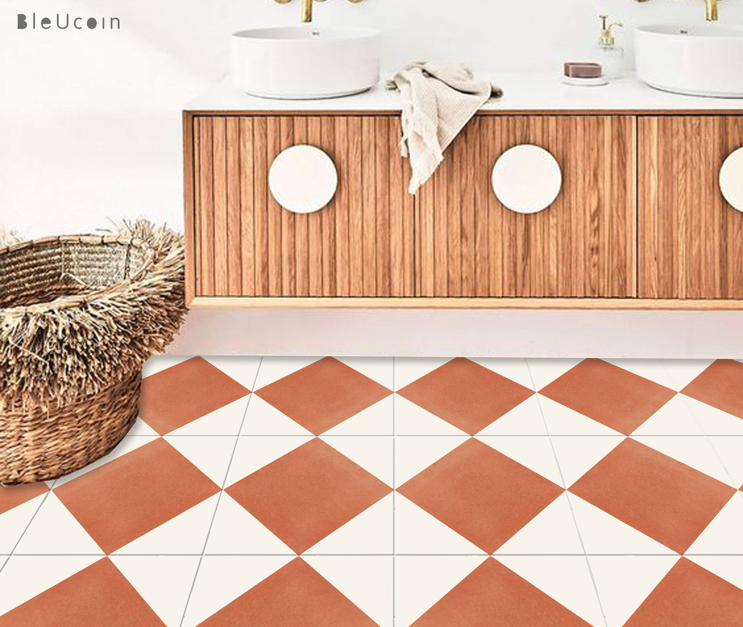 Diamond Ginger Premium Peel and Stick Floor Tile Stickers | Removable, Renter friendly with Anti-Slip finish in sturdy 520 microns