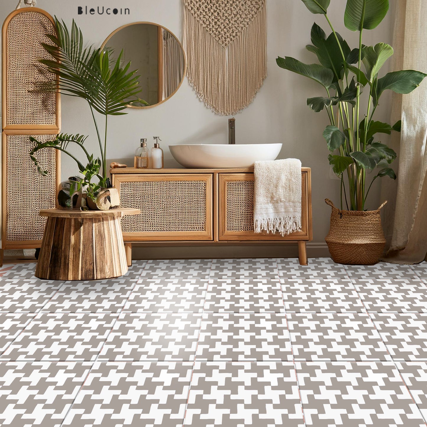 Hanoi Premium Peel and Stick Floor Tile Stickers | Removable, Renter friendly with Anti-Slip finish in sturdy 520 microns
