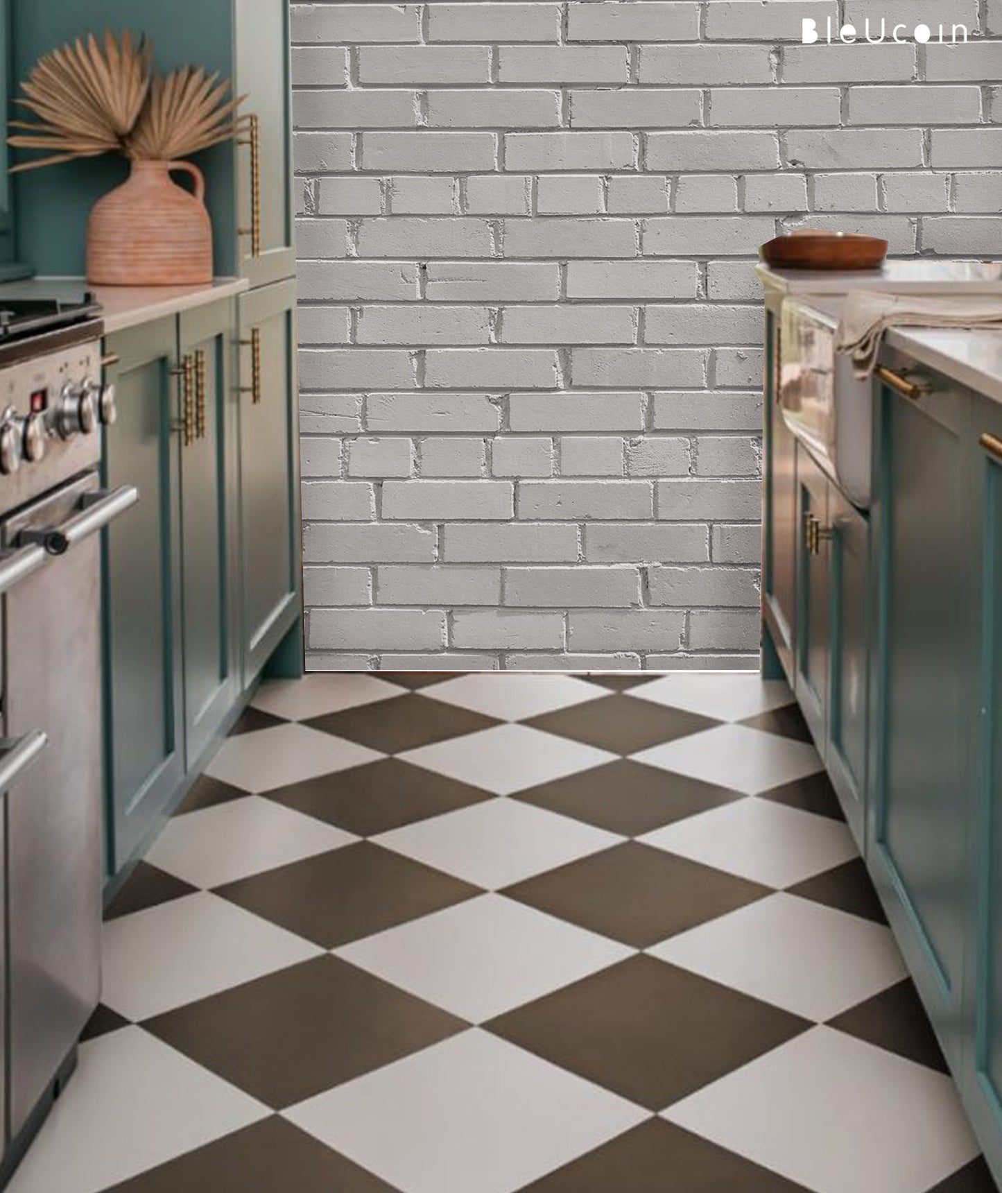 Brunette & off- White Checker Peel & Stick Anti-Slip Flooring