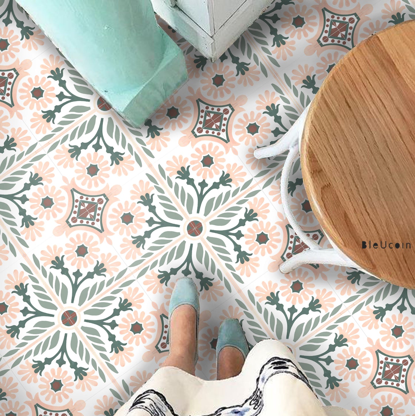 Havana Blush Premium Peel and Stick Floor Tile Stickers | Removable, Renter friendly with Anti-Slip finish in sturdy 520 microns