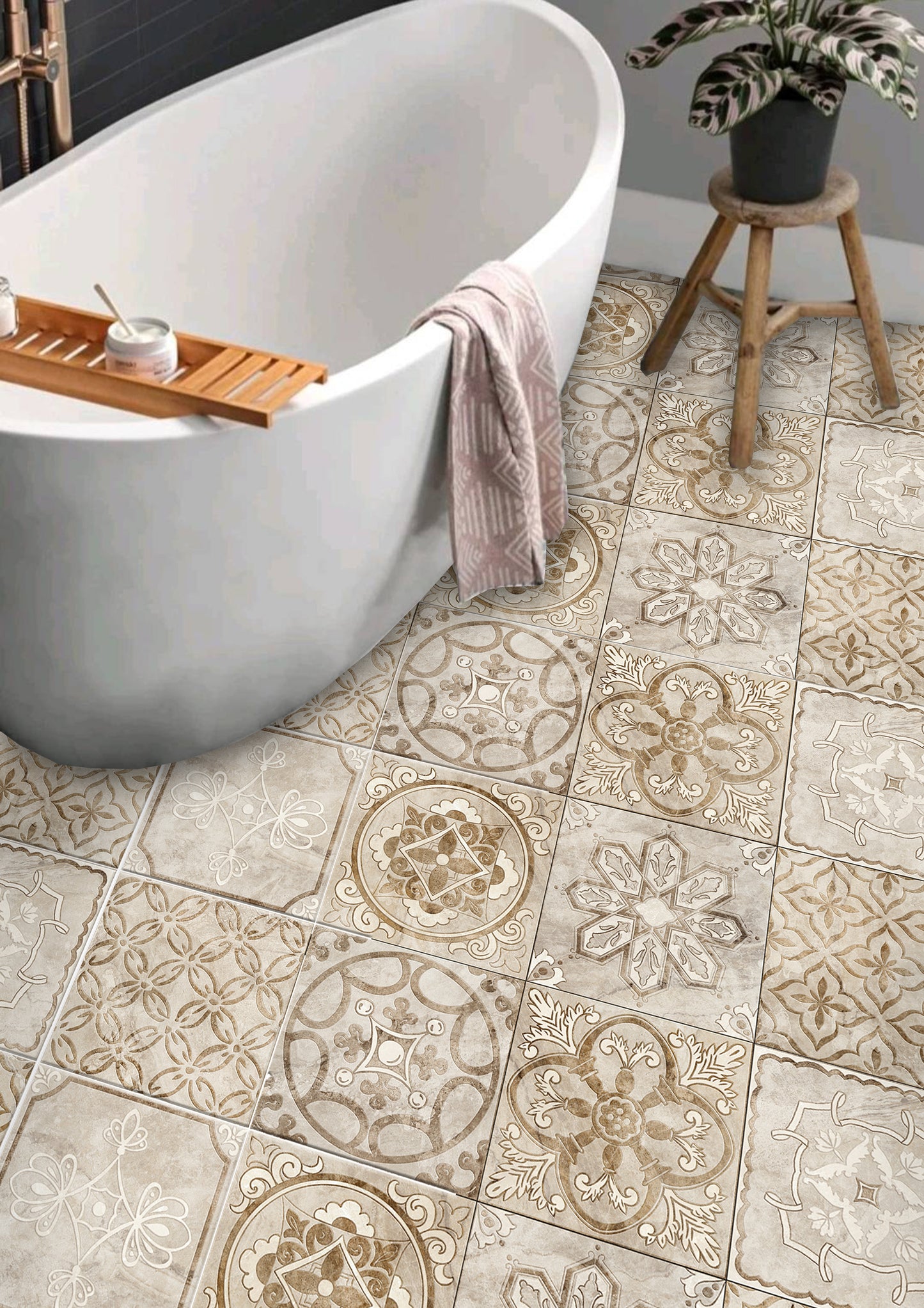 Egypt Premium Peel and Stick Floor Tile Stickers | Removable, Renter friendly with Anti-Slip finish in sturdy 520 microns