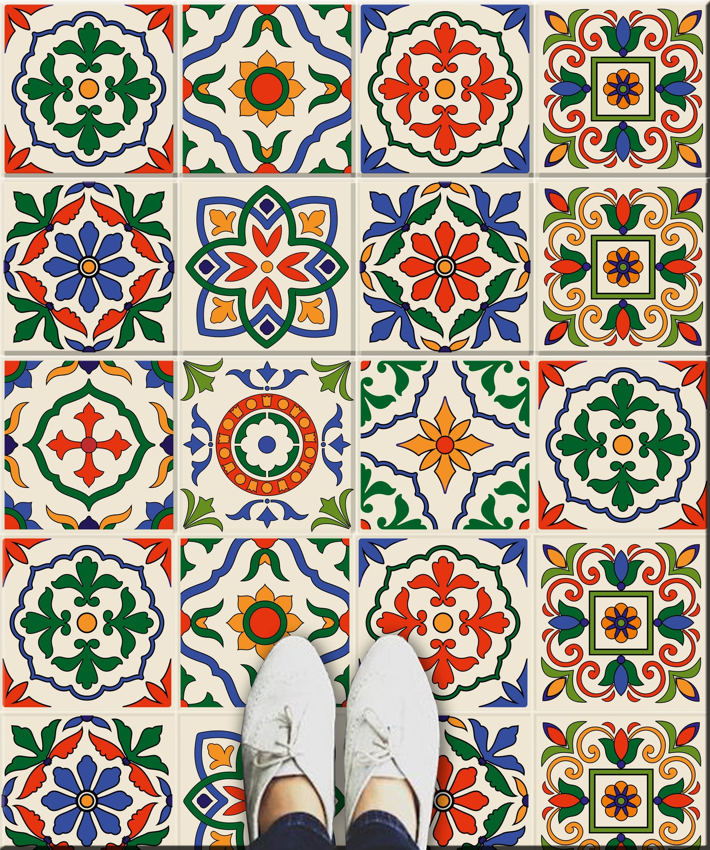 Santorini Premium Peel and Stick Floor Tile Stickers | Removable, Renter friendly with Anti-Slip finish in sturdy 520 microns