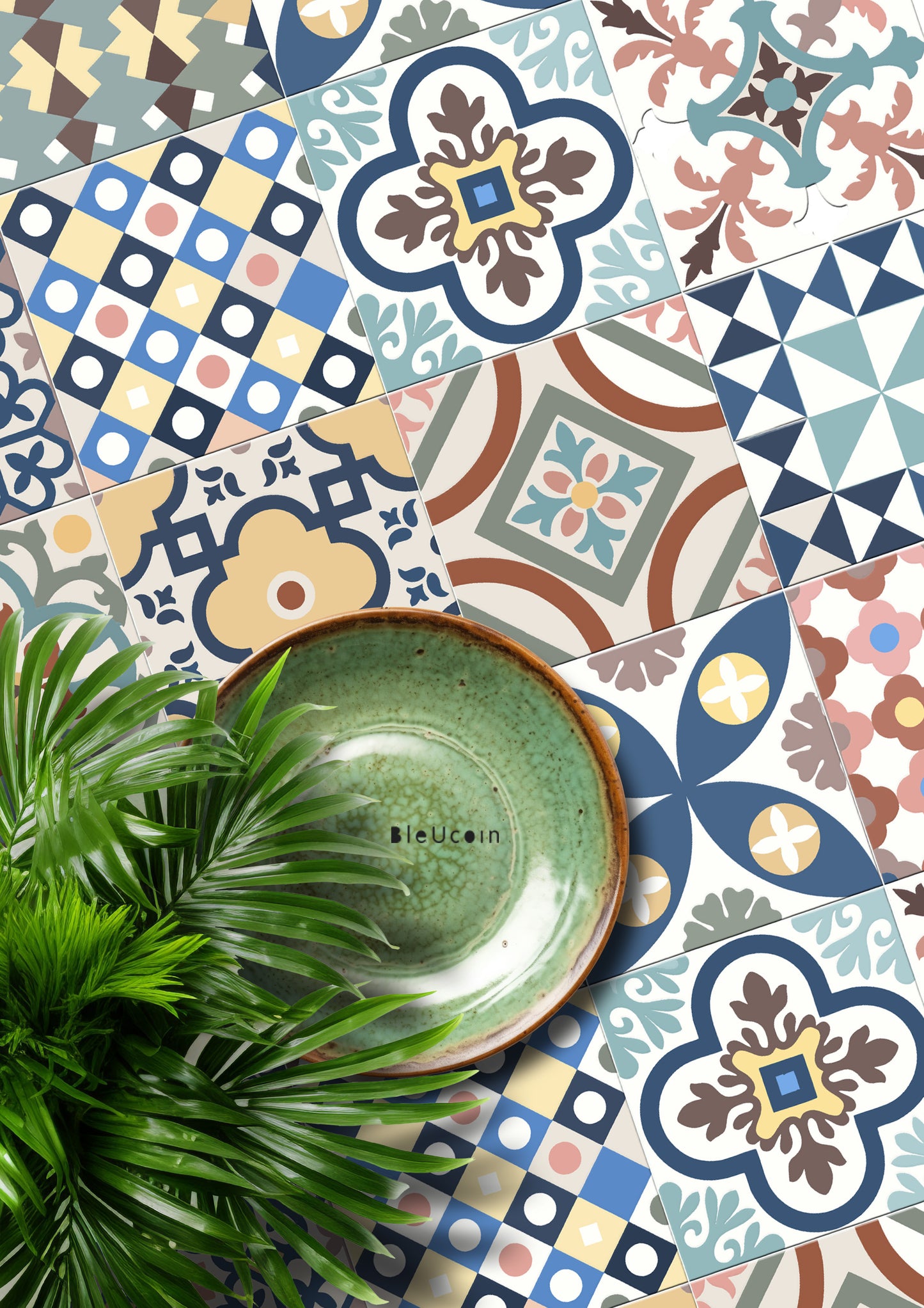 Portofino Premium Peel and Stick Floor Tile Stickers | Removable, Renter friendly with Anti-Slip finish in sturdy 520 microns