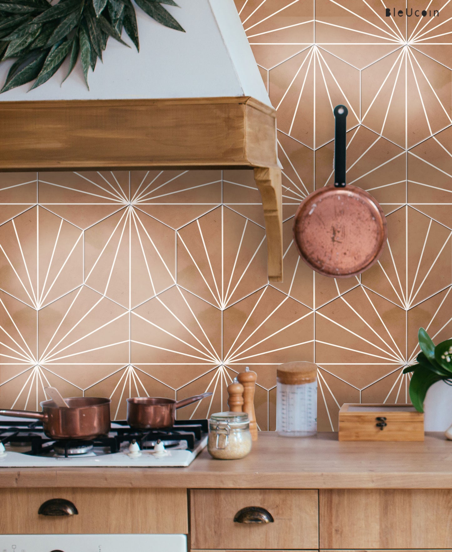Kobe Terracotta Hexagon Peel & Stick Tile Decal