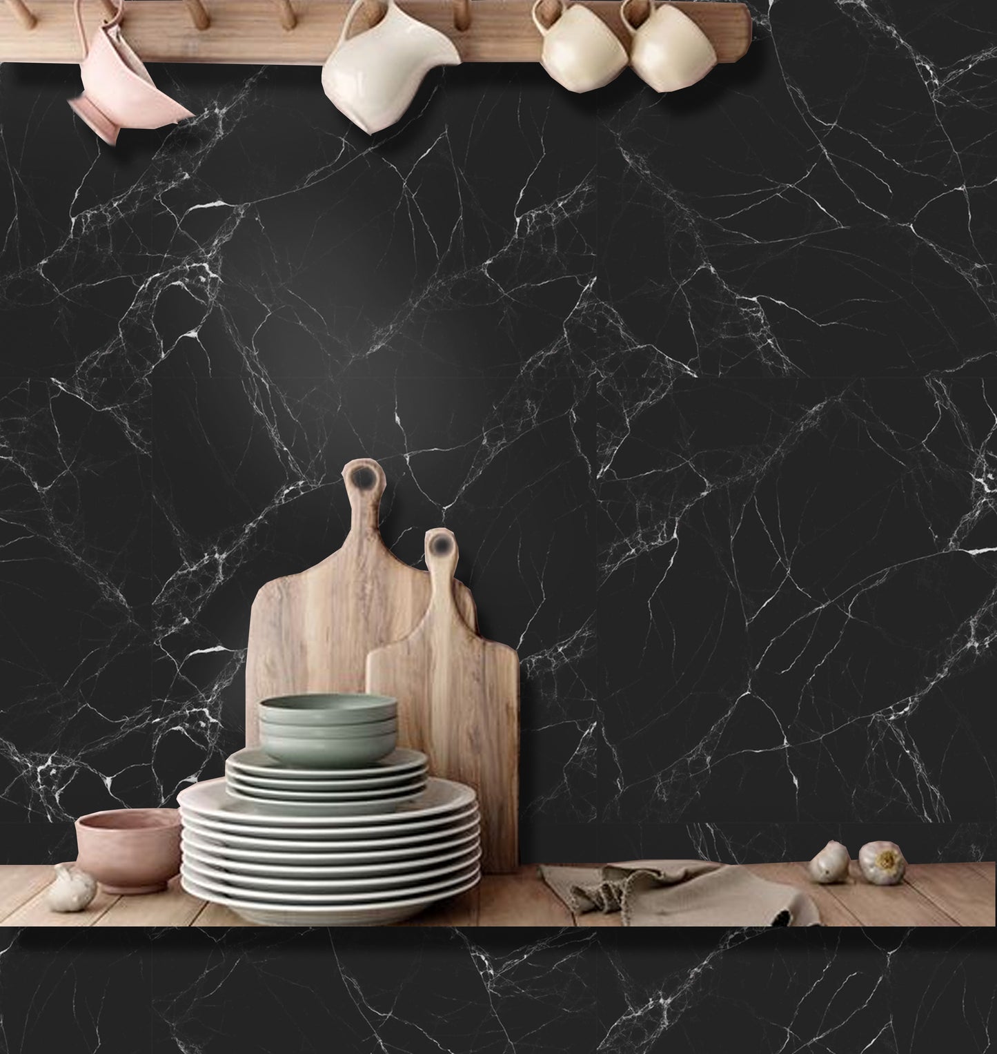 Black Marble Peel & Stick Tile