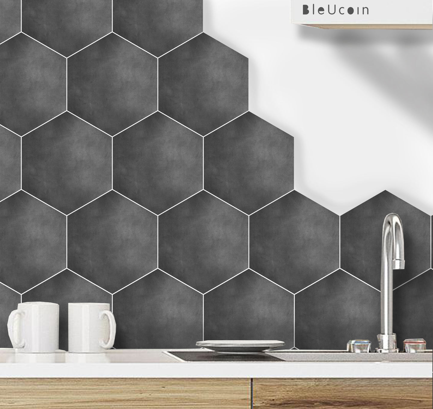 Hexagon Charcoal Peel & Stick Tile Decal