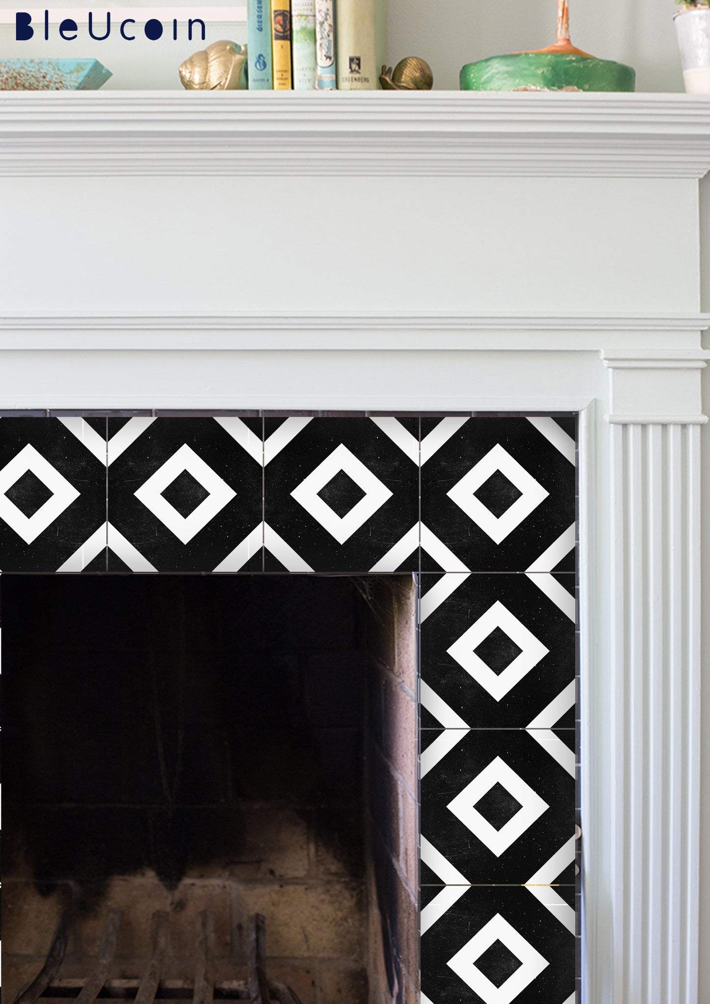 Chittor Black Premium Peel and Stick Floor Tile Stickers | Removable, Renter friendly with Anti-Slip finish in sturdy 520 microns