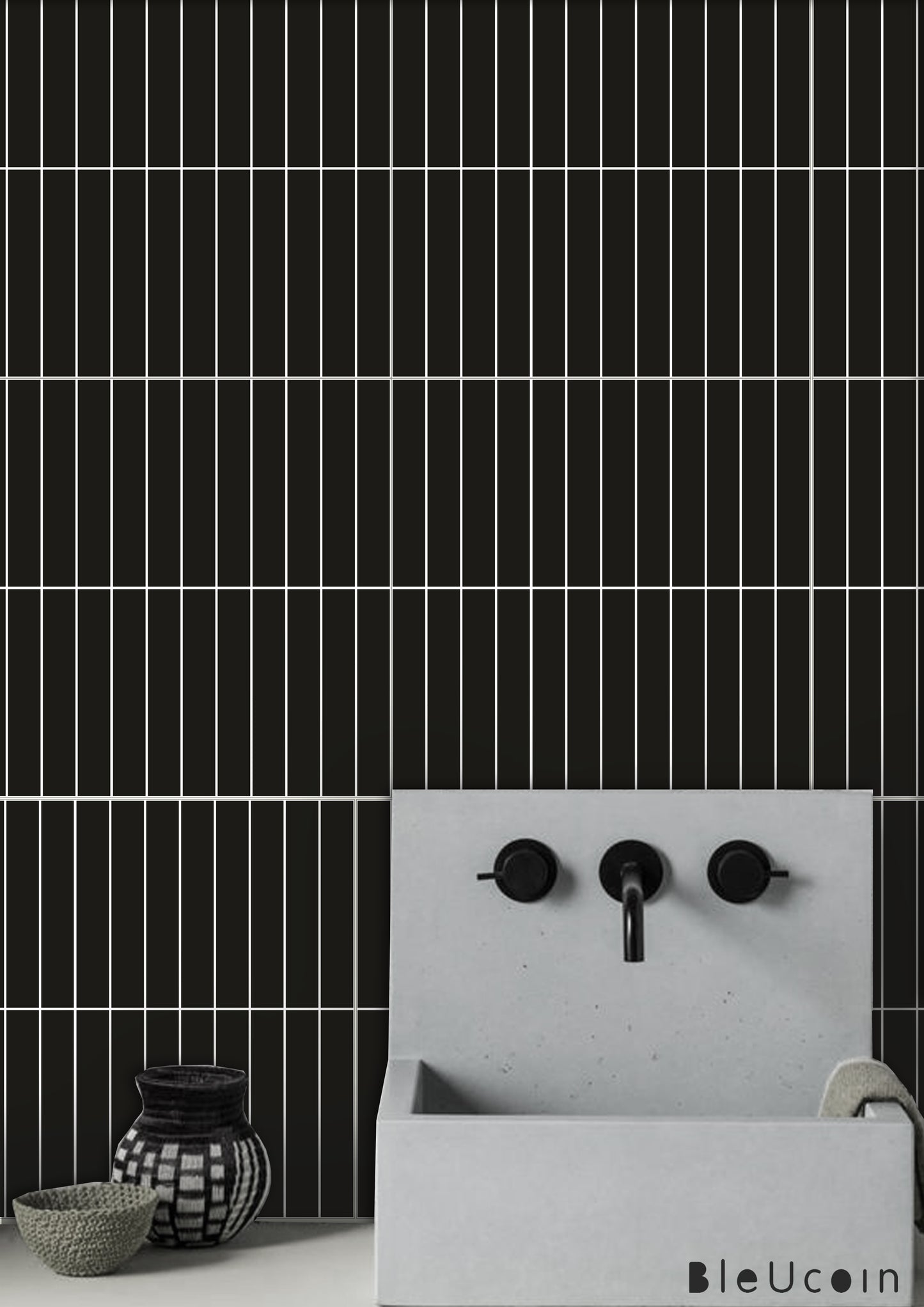 Lyon Black Kit kat Peel & Stick Tile