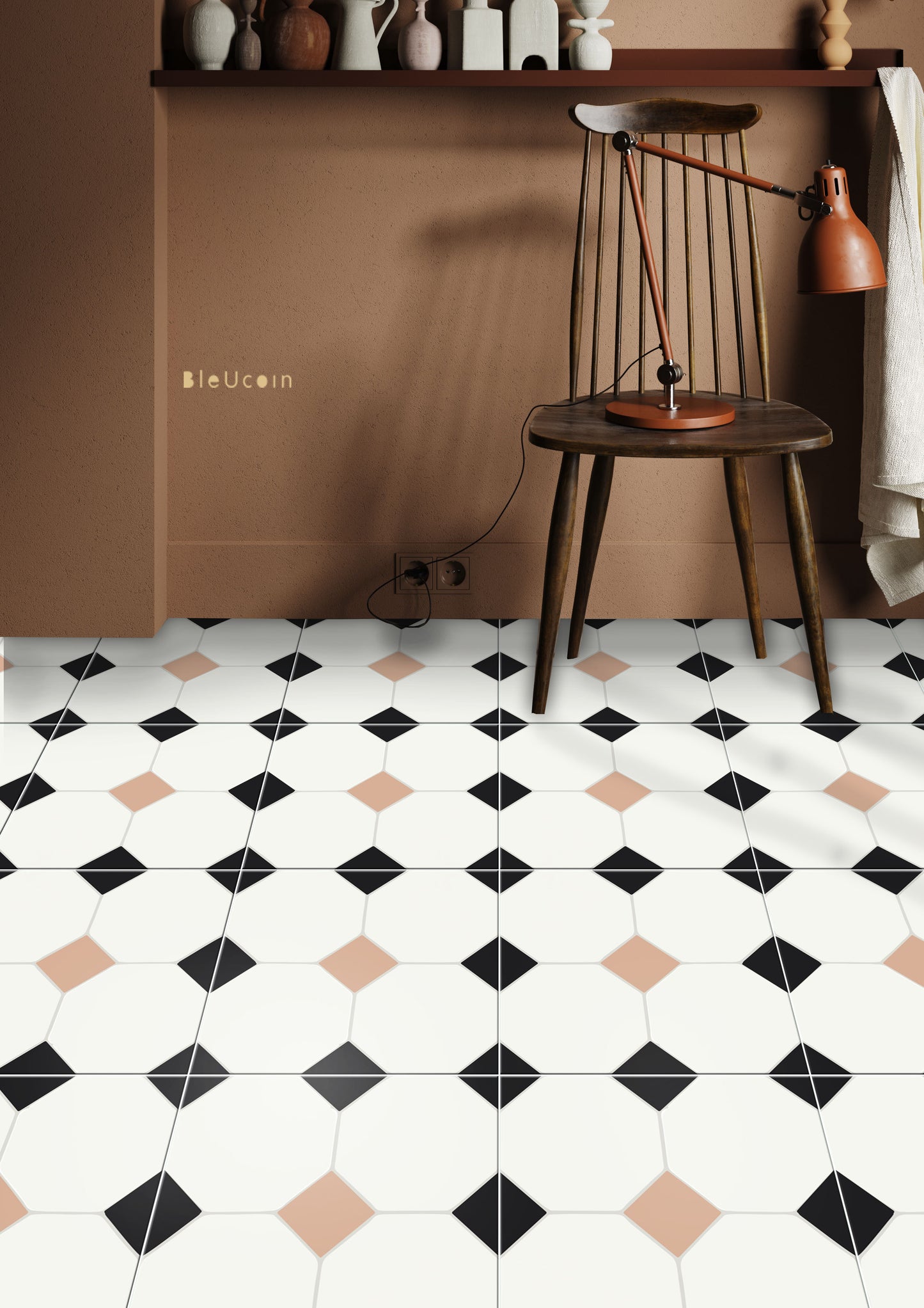 Warsaw Peach Premium Peel and Stick Floor Tile Stickers | Removable, Renter friendly with Anti-Slip finish in sturdy 520 microns