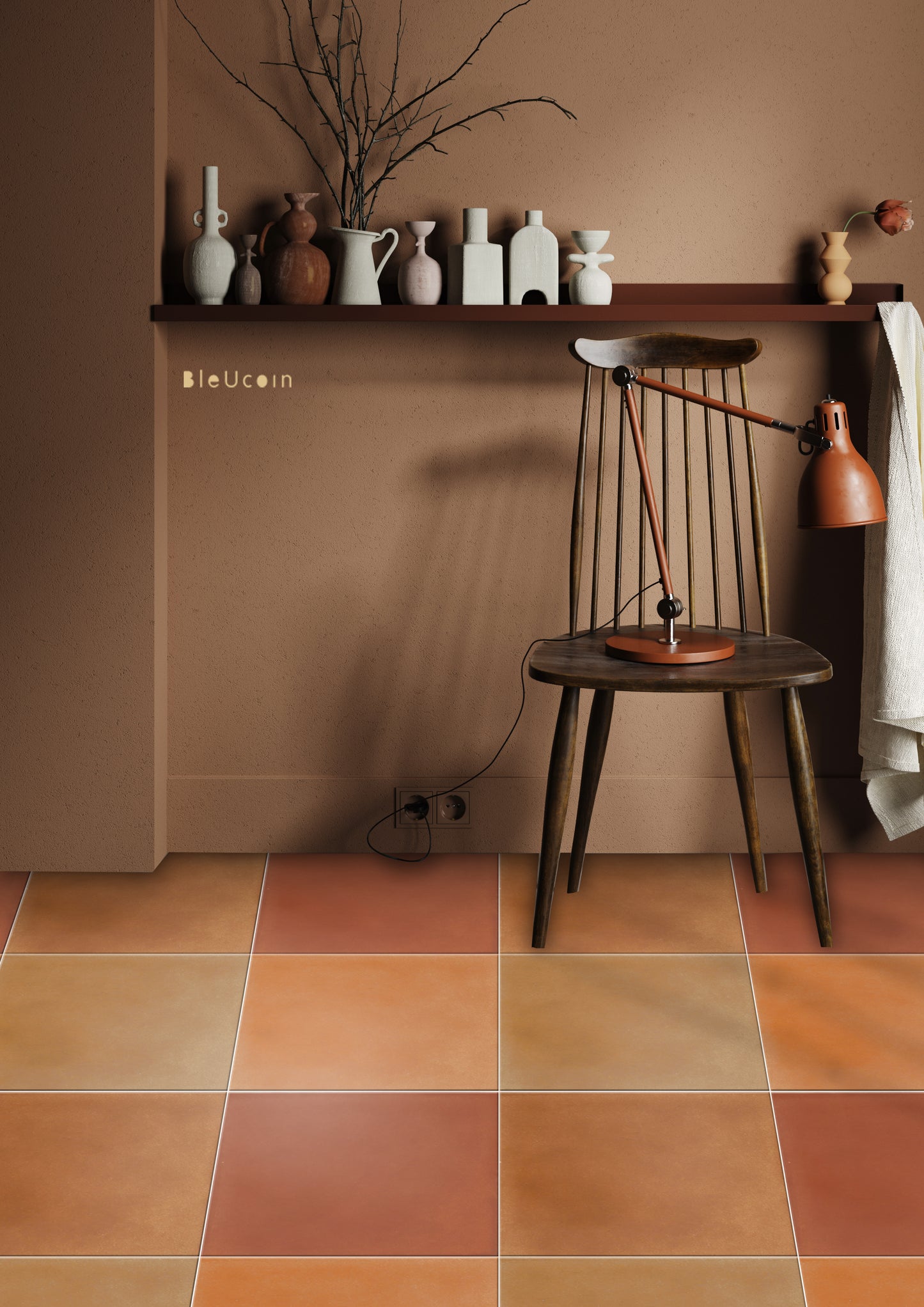 Baked Terracotta Premium Peel and Stick Floor Tile Stickers | Removable, Renter friendly with Anti-Slip finish in sturdy 520 microns