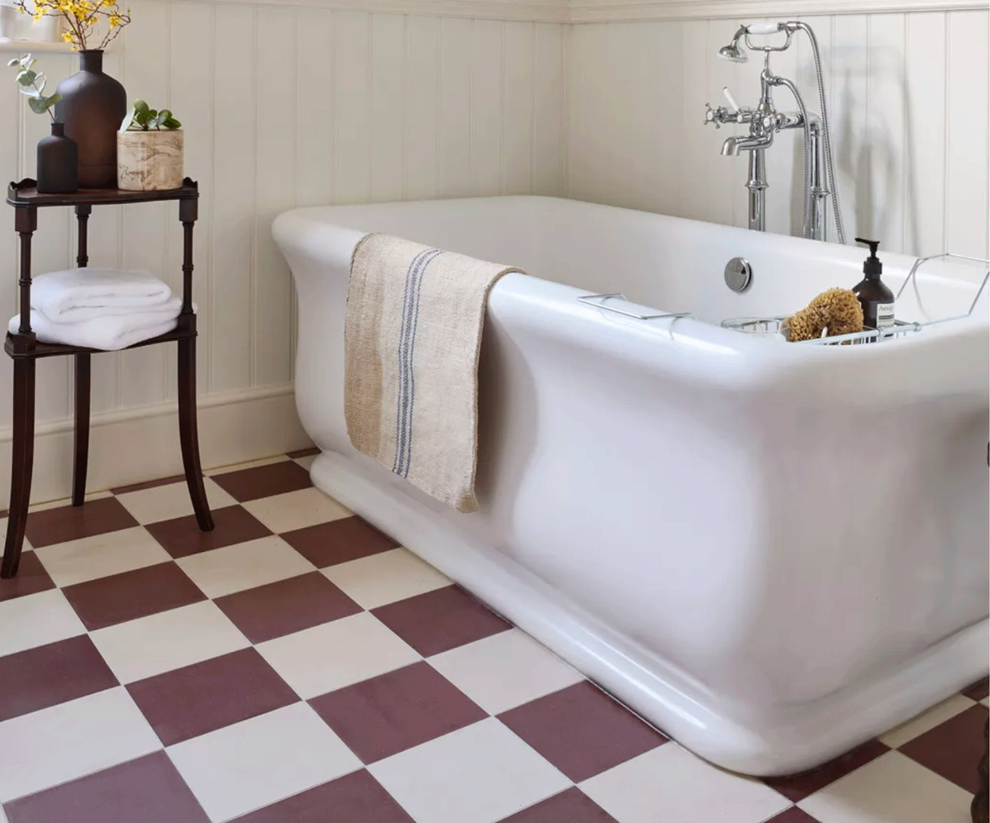 Mulberry & off- White Checker Peel & Stick Anti-Slip Flooring