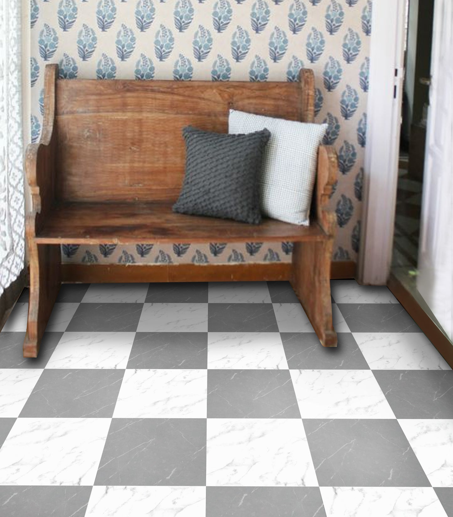 Marble Grey & White Checker Peel & Stick Tile