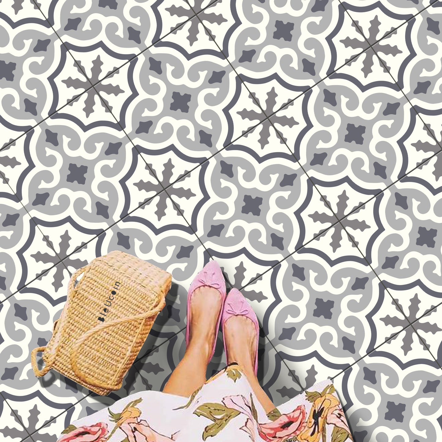 Valencia Premium Peel and Stick Floor Tile Stickers | Removable, Renter friendly with Anti-Slip finish in sturdy 520 microns