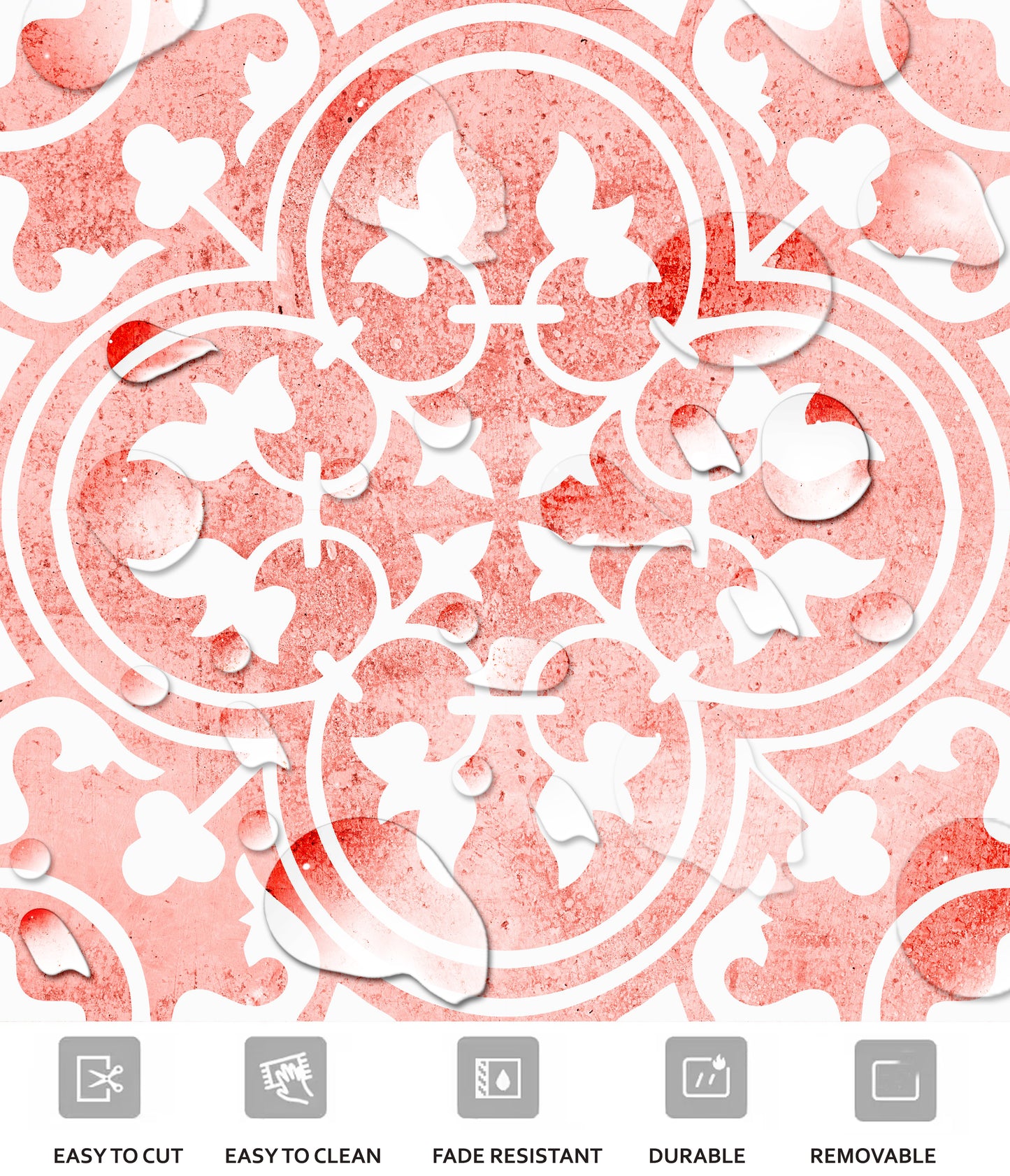 Oxpink Premium Peel and Stick Floor Tile Stickers | Removable, Renter friendly with Anti-Slip finish in sturdy 520 microns