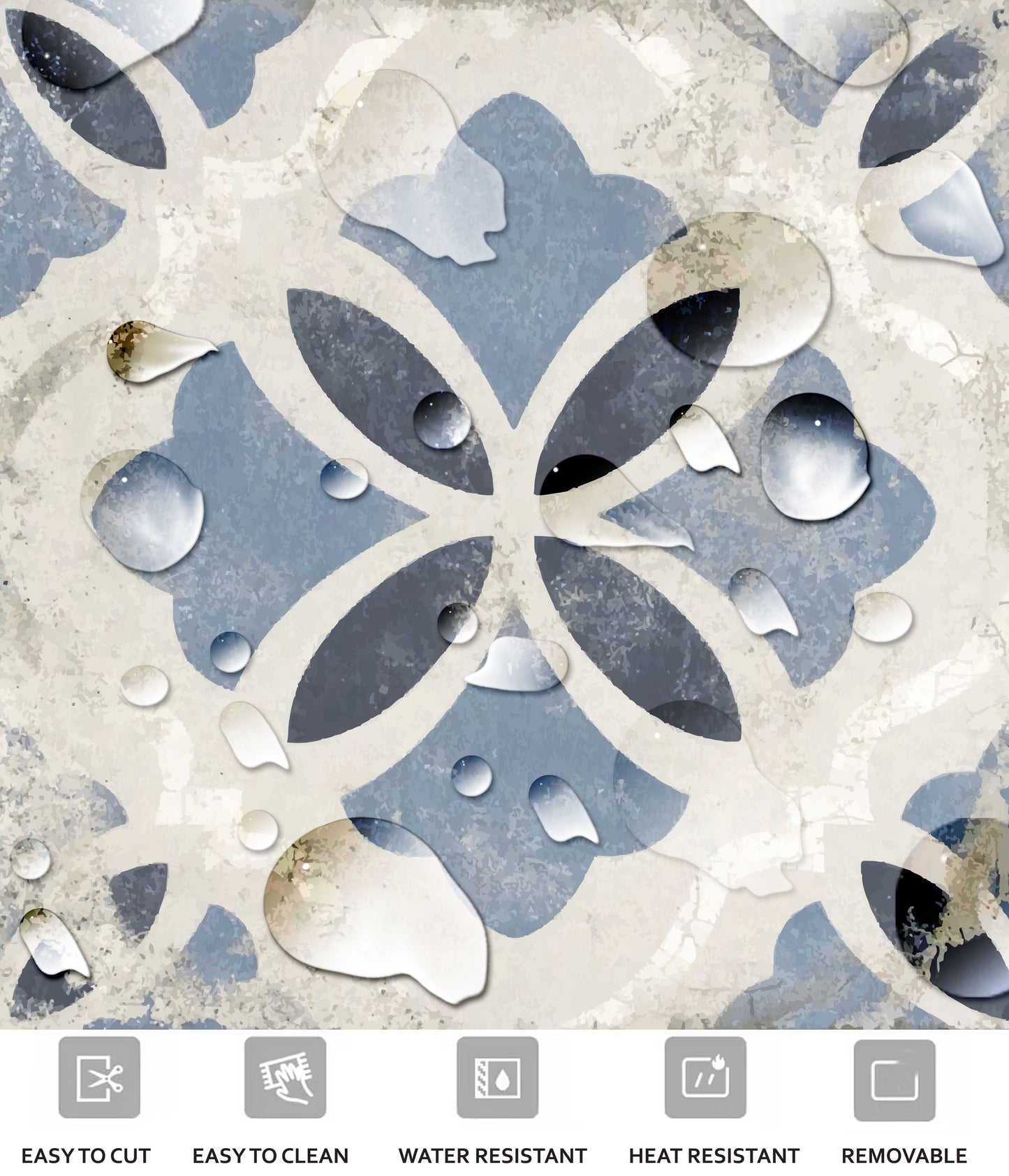 Rockhill Premium Peel and Stick Floor Tile Stickers | Removable, Renter friendly with Anti-Slip finish in sturdy 520 microns