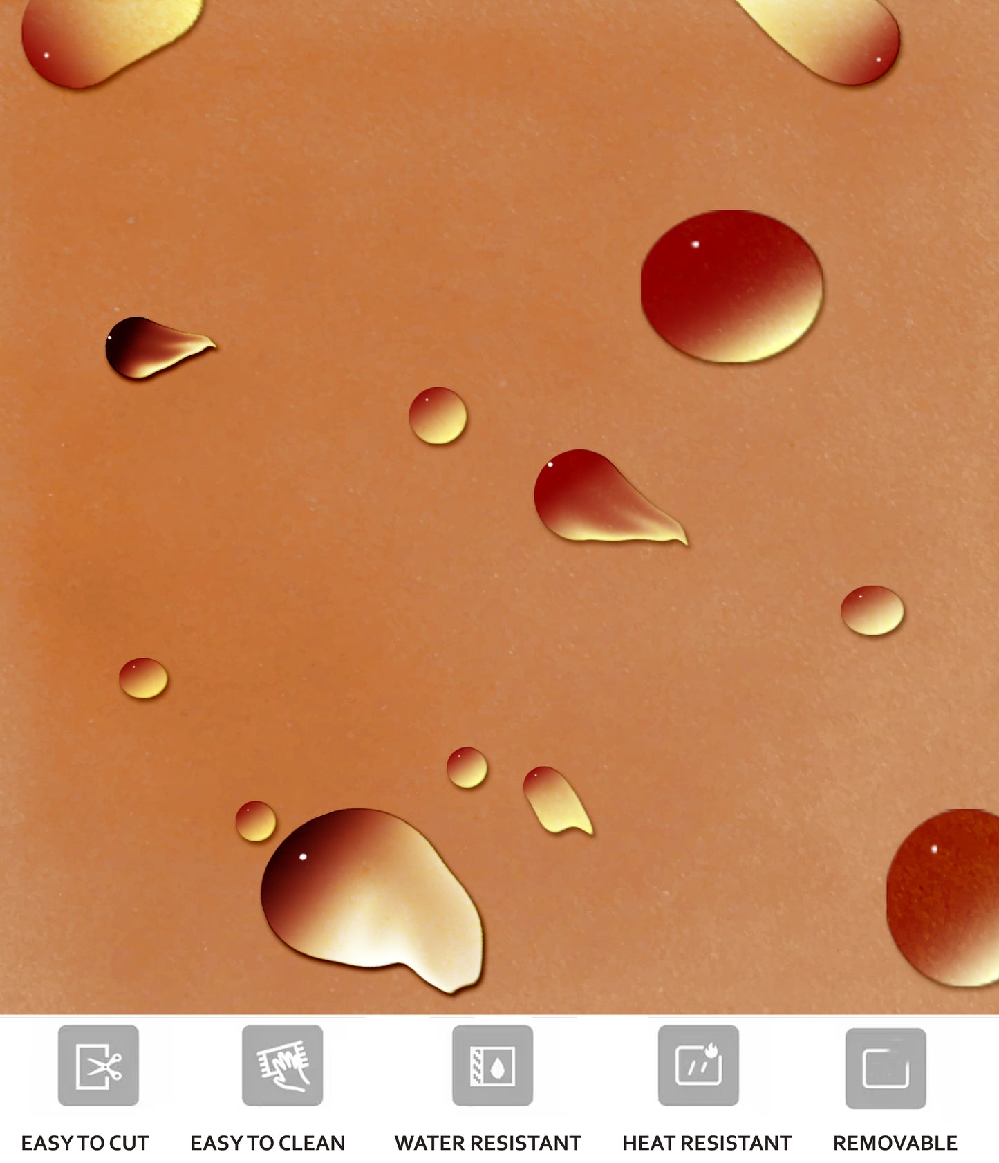 Baked Terracotta Premium Peel and Stick Floor Tile Stickers | Removable, Renter friendly with Anti-Slip finish in sturdy 520 microns
